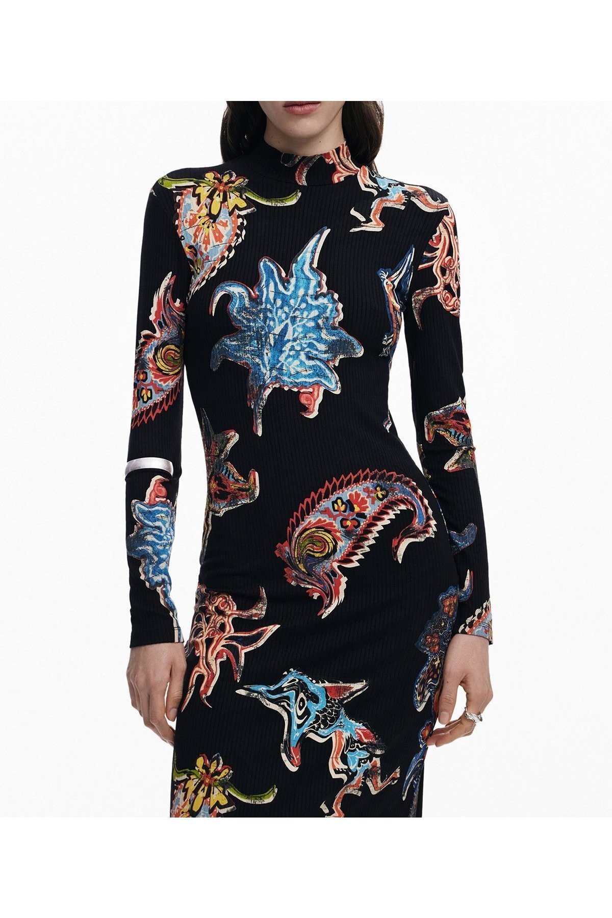 【デシグアル/Desigual】のラクロワ柄のドレス インテリア・キッズ・メンズ・レディースファッション・服の通販 founy(ファニー) 　ファッション　Fashion　レディースファッション　Fashion for Women　ワンピース　Dresses　フォーマル・パーティードレス・結婚式用ドレス　Elegant & Casual Dresses　カラフル　Colorful Design　シューズ　Shoes, Footwear　デニム　Denim, Jeans Material　ドレス　Dress, One-Piece　パターン　Pattern, Design Print　パッチワーク　Patchwork, Mixed Fabric　プリント　Print, Printed Pattern　メンズ　Men's, Menswear　長袖　Long Sleeve, Full Sleeve　グレー/ブラック/2000|ID: prp329100004830432 ipo3291000000035161238