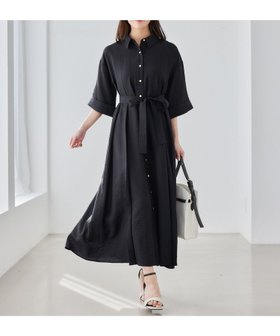 【アンデミュウ/Andemiu】の2WAYタック5分袖シャツワンピース 人気、トレンドファッション・服の通販 founy(ファニー) ファッション Fashion レディースファッション Fashion for Women ワンピース Dresses シャツワンピース / 1枚で着映えコーデ Shirt Dresses リボン Ribbon, Bow ループ Loop, Loop Knit ロング Long, Long-Length 夏 Summer 秋 Autumn |ID:prp329100004830442
