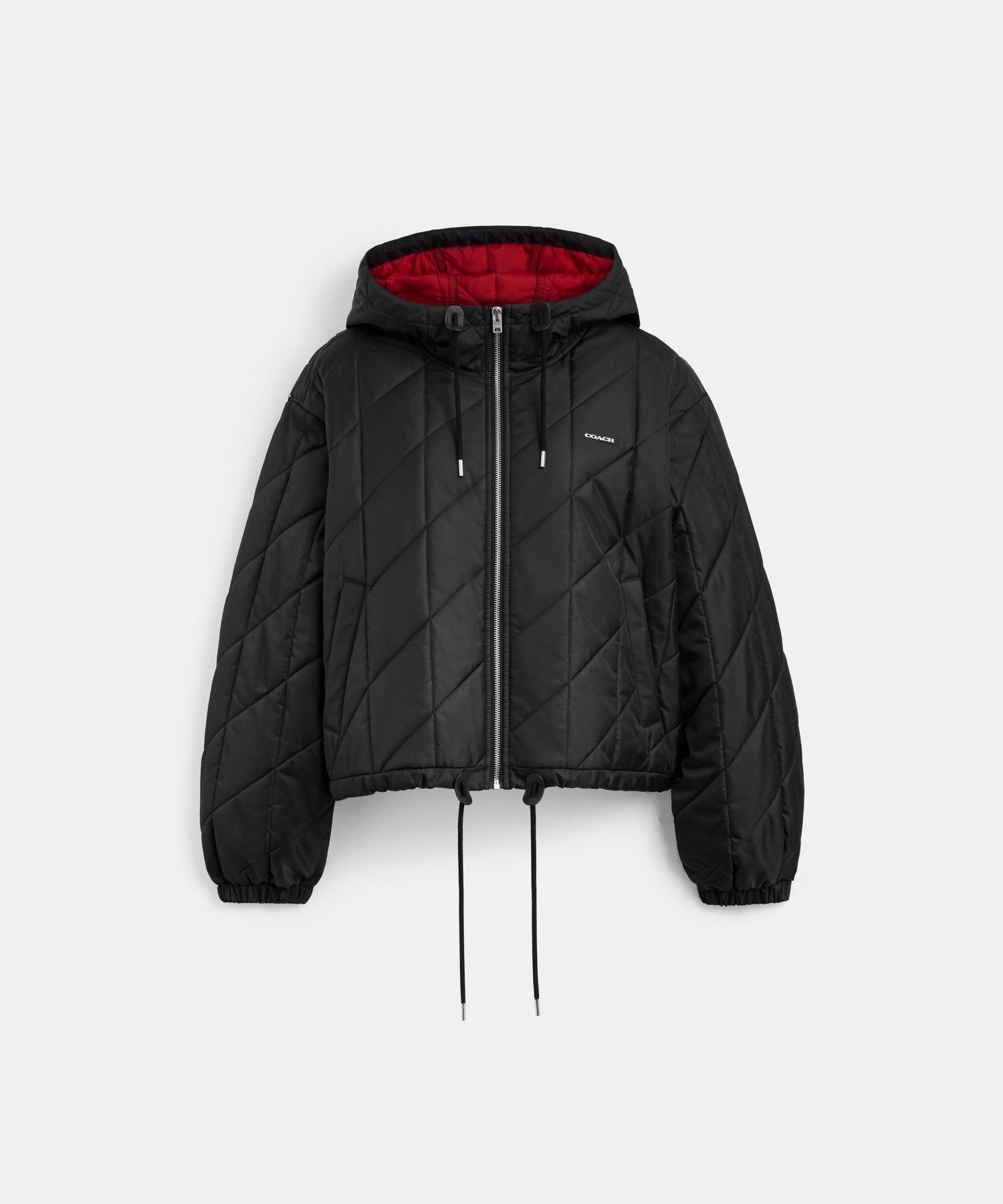 【コーチ/COACH】の【公式】キルテッド ブルゾン フーディー インテリア・キッズ・メンズ・レディースファッション・服の通販 founy(ファニー) 　ファッション　Fashion　レディースファッション　Fashion for Women　アウター　Coat / Outerwear Collection　ブルゾンジャケット・スポーティアウター　Blouson Jackets　アウトレット　Outlet / Clearance　シューズ　Shoes, Footwear　ジップ　Zip, Zipper　トリミング　Trimming, Decorative Edge　フロント　Front, Front Design　ブルゾン　Blouson, Bomber Jacket　ポケット　Pocket, Pocket Detail　洗える　Machine Washable　財布　Wallet, Purse　BLACK|ID: prp329100004830446 ipo3291000000035161580