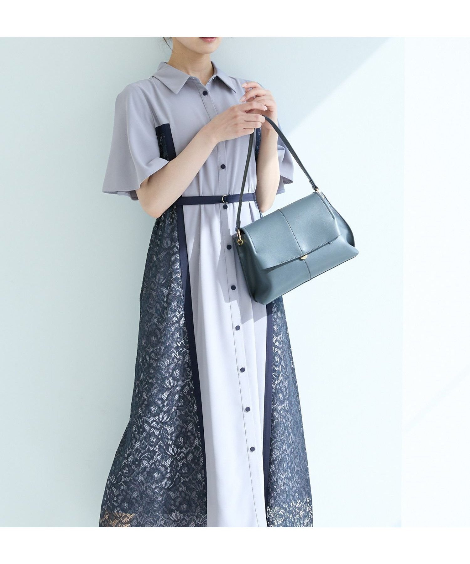 【アンデミュウ/Andemiu】のサイドレースキリカエワンピース半袖 人気、トレンドファッション・服の通販 founy(ファニー) 　ファッション　Fashion　レディースファッション　Fashion for Women　ワンピース　Dresses　スカラップ　Scallop, Scalloped Edge　スリーブ　Sleeve, Long Sleeve / Short Sleeve　フレア　Flare, Flared　レース　Lace, Lace Fabric　人気　Popular, Best Seller　半袖　Short Sleeve, Half Sleeve　夏　Summer　 other-1|ID: prp329100004830455 ipo3291000000035161773