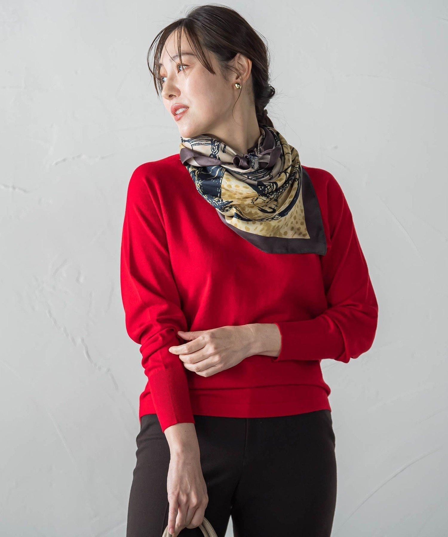 【ロートレ アモン/LAUTRE AMONT】の【WEB限定】エレカットベーシックニット インテリア・キッズ・メンズ・レディースファッション・服の通販 founy(ファニー) 　ファッション　Fashion　レディースファッション　Fashion for Women　トップス・カットソー　Cut & Sew Tops　ニット　Knit Tops & Sweaters　2025年　2025　2025-2026秋冬・A/W　Autumn/Winter 2025–26 AW25–26　エレガント 上品　Elegant　秋　Autumn　A/W・秋冬　Autumn/Winter　ビジネス 仕事 通勤　Business / Work / Commuting　レッド|ID: prp329100004830459 ipo3291000000035161813