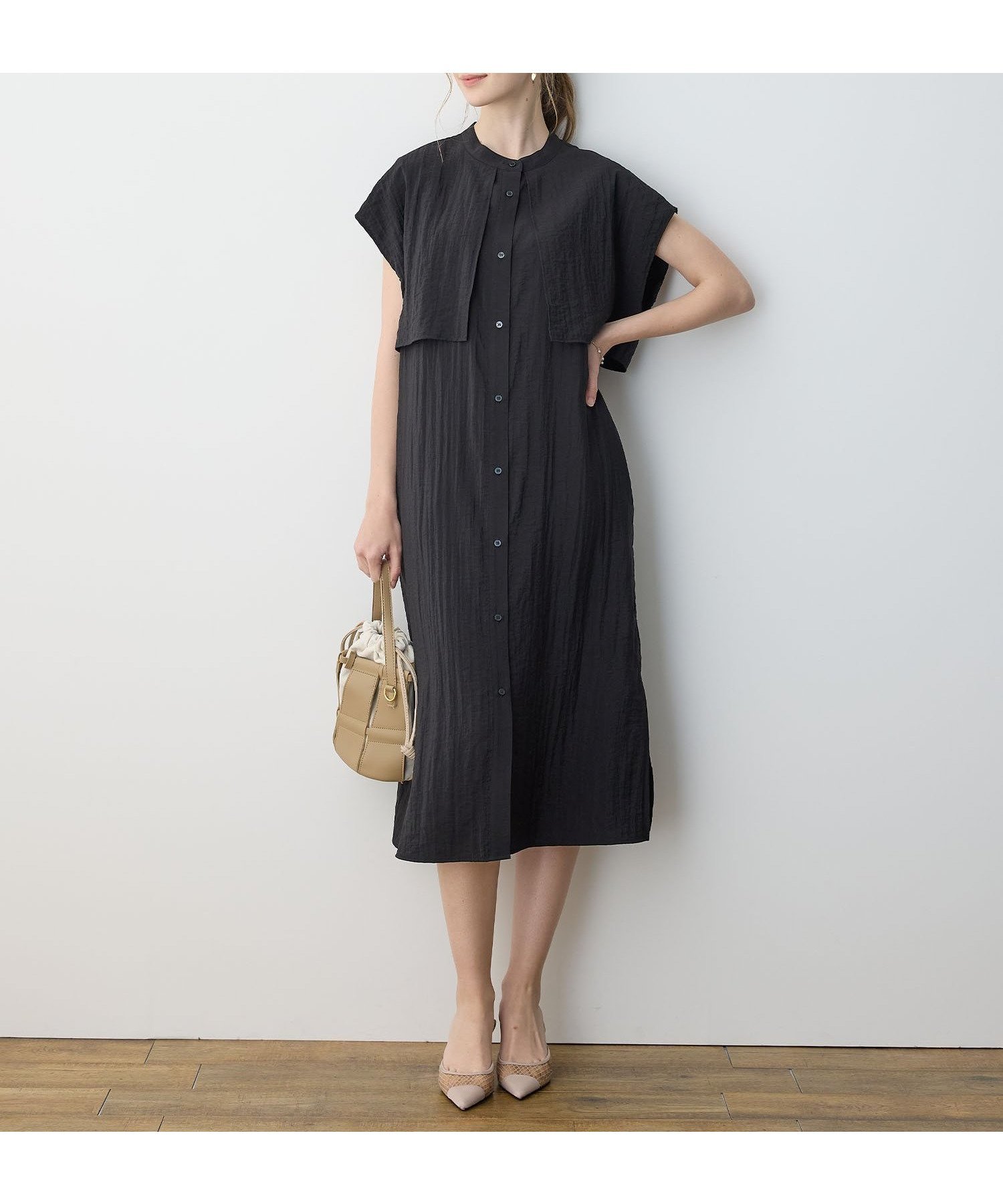 【ルスークホリデー/LE SOUK HOLIDAY】のレイヤードワンピース インテリア・キッズ・メンズ・レディースファッション・服の通販 founy(ファニー) 　ファッション　Fashion　レディースファッション　Fashion for Women　ワンピース　Dresses　スリット　Slit, Slit Detail　ブラック|ID: prp329100004830464 ipo3291000000035161988