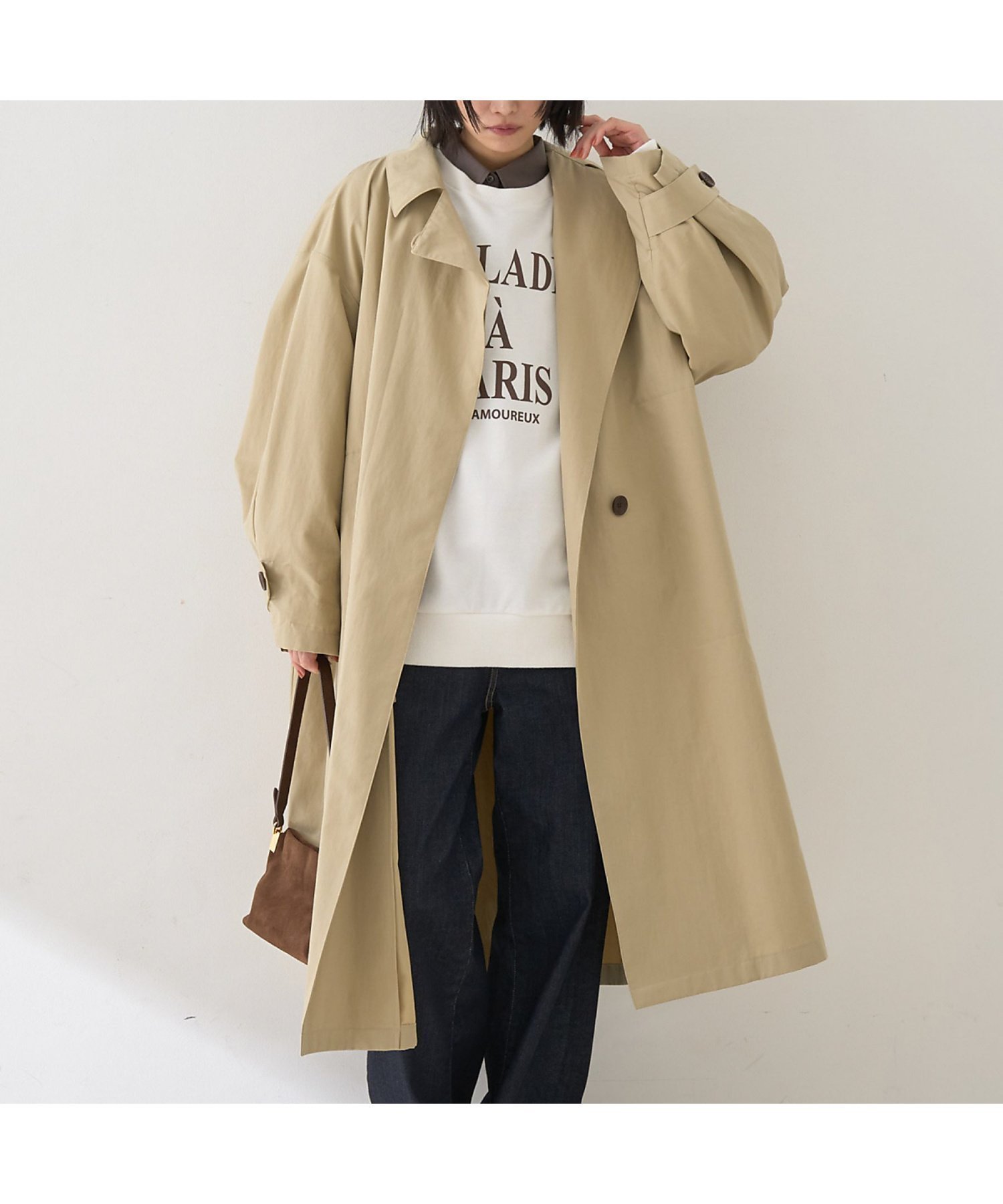 【ルージュヴィフラクレ/Rouge vif la cle】の撥水フォルムステンカラーコート インテリア・キッズ・メンズ・レディースファッション・服の通販 founy(ファニー) 　ファッション　Fashion　レディースファッション　Fashion for Women　アウター　Coat / Outerwear Collection　コート・ロングコート・ピーコート　Long Coats, Peacoats & More　スタンド　Stand Collar, Upright Stand　トレーナー　Sweatshirt, Trainer　リラックス　Relax, Relaxed Fit　秋　Autumn　ベージュ|ID: prp329100004830468 ipo3291000000035162024