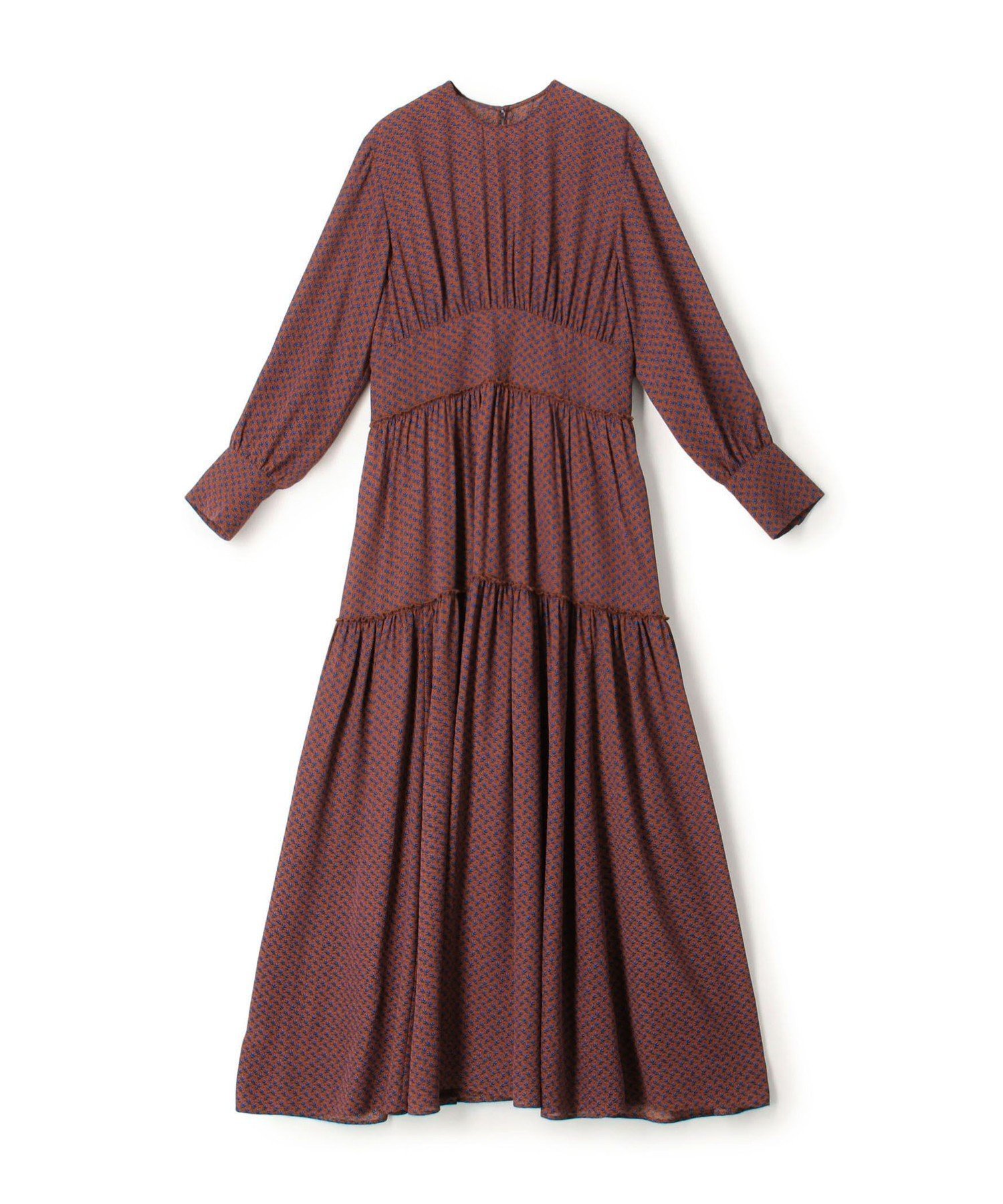 【トゥモローランド/TOMORROWLAND】のポリエステルジョーゼットプリント ティアードワンピース インテリア・キッズ・メンズ・レディースファッション・服の通販 founy(ファニー) 　ファッション　Fashion　レディースファッション　Fashion for Women　ワンピース　Dresses　ギャザー　Gathered, Ruffled　クラシカル　Classical, Vintage-Inspired　ジョーゼット　Georgette, Semi-Sheer Fabric　ティアードワンピース　Tiered Dress, Flared Dress　プリント　Print, Printed Pattern　ロマンティック　Romantic, Feminine Style　エレガント 上品　Elegant　46 ブラウン系|ID: prp329100004830481 ipo3291000000035162236