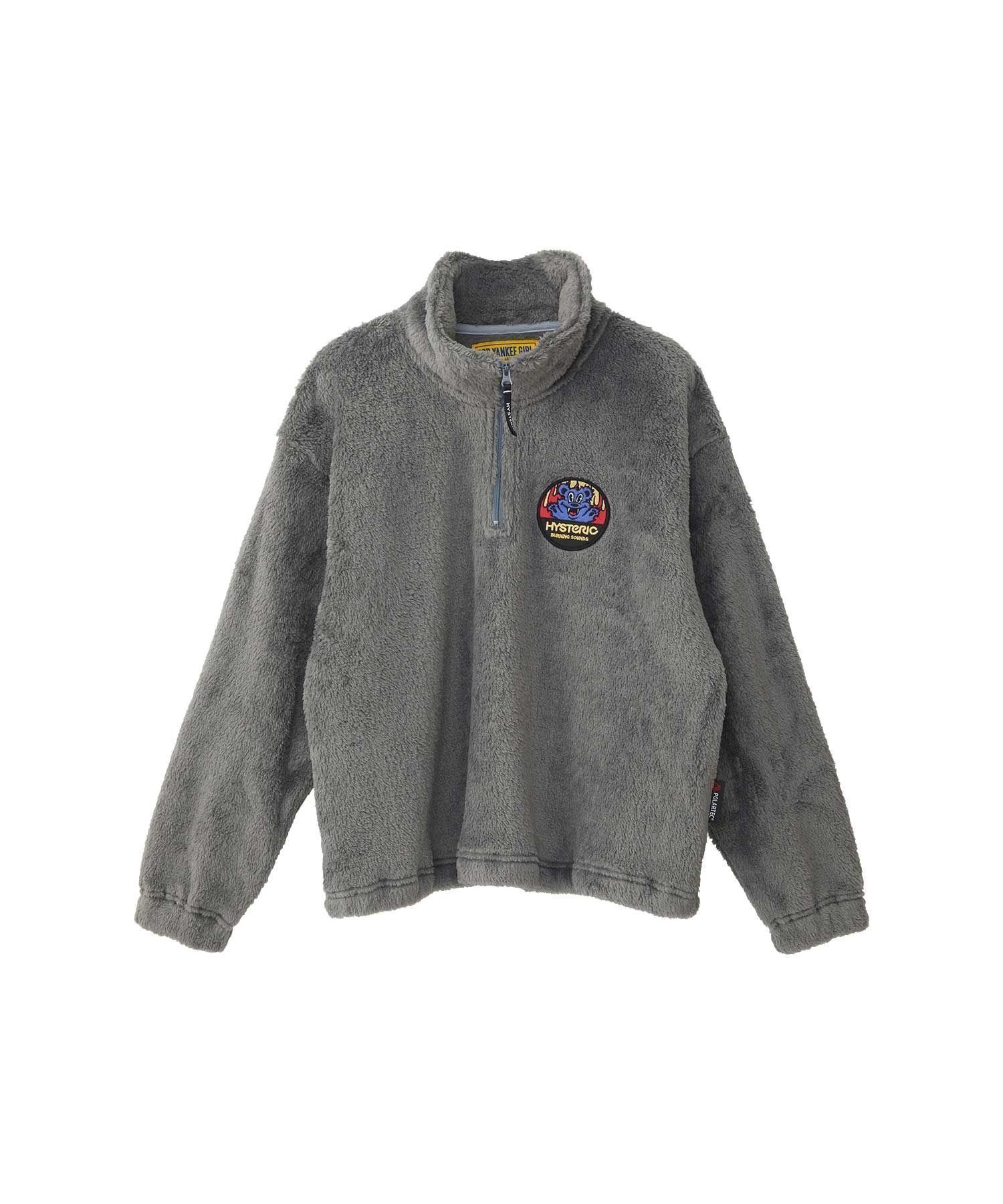 【ヒステリックグラマー/HYSTERIC GLAMOUR】のBURNING SOUNDSワッペン ハーフジップスウェット インテリア・キッズ・メンズ・レディースファッション・服の通販 founy(ファニー) 　ファッション　Fashion　レディースファッション　Fashion for Women　トップス・カットソー　Cut & Sew Tops　レディースパーカー・カジュアルフーディー　Casual Hoodies & Sweatshirts　スウェット・クルーネックトップス　Sweatshirts & Crewnecks / Relaxed Fit Sweat Tops　グラフィック　Graphic, Graphic Design　セットアップ　Set-Up, Coordinated Outfit　ドローコード　Drawcord, Drawstring Cord　リラックス　Relax, Relaxed Fit　グレー|ID: prp329100004830498 ipo3291000000035162585