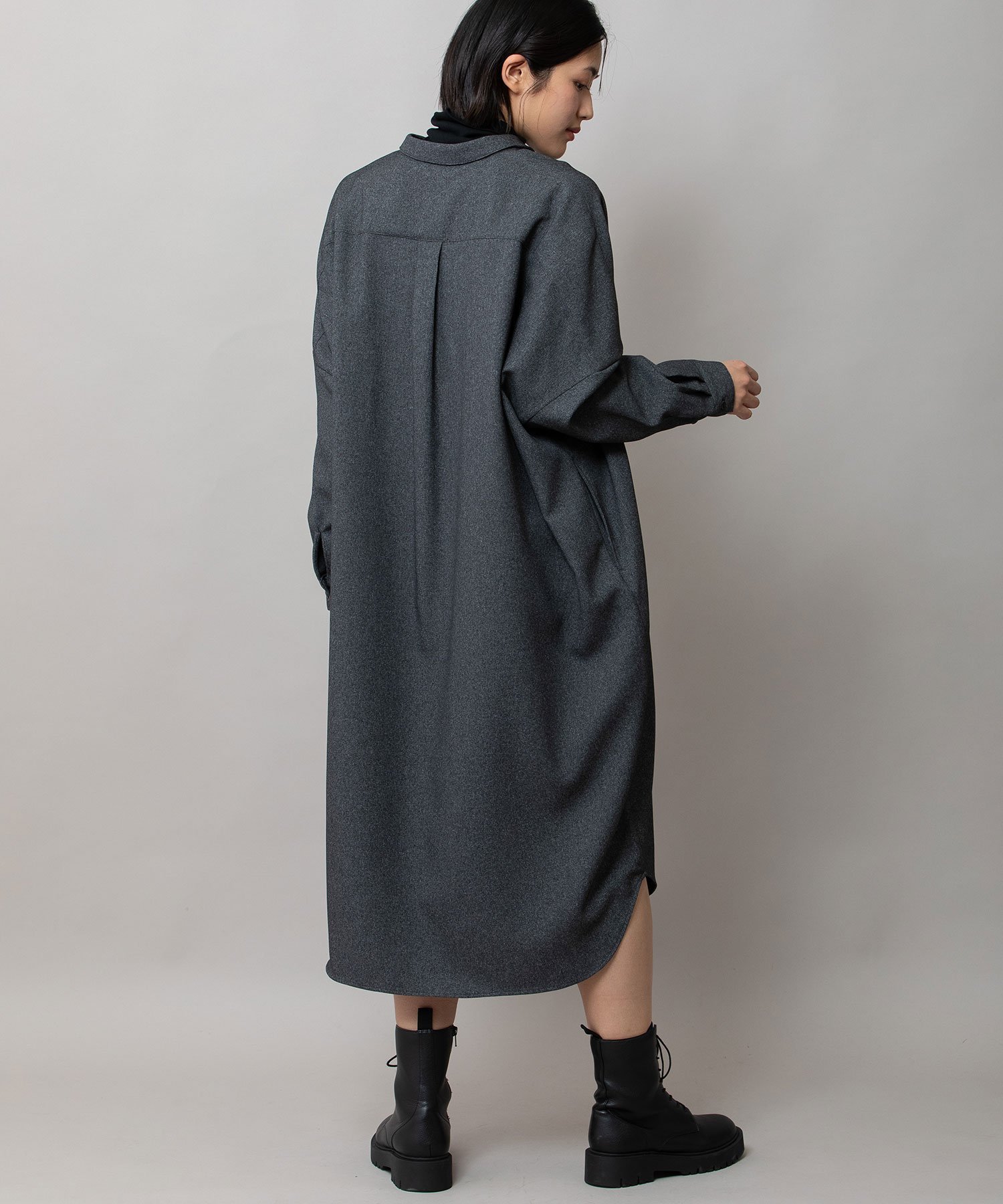 【ミューニック/Munich】のメランジツイルワイドシャツワンピース インテリア・キッズ・メンズ・レディースファッション・服の通販 founy(ファニー) 　ファッション　Fashion　レディースファッション　Fashion for Women　ワンピース　Dresses　シャツワンピース / 1枚で着映えコーデ　Shirt Dresses　ウォッシャブル　Machine Washable　ウォーム　Warm Fabric　吸水　Absorbent, Quick-Dry　シンプル　Simple, Minimal　ツイル　Twist, Twisted Detail　ドレープ　Drape, Draping Fabric　ボトム　Bottoms, Lower Wear　羽織　Haori, Light Jacket　メランジ　Melange, Mixed Yarn　A/W・秋冬　Autumn/Winter　2025年　2025　2025-2026秋冬・A/W　Autumn/Winter 2025–26 AW25–26　c.gry|ID: prp329100004830500 ipo3291000000035162599