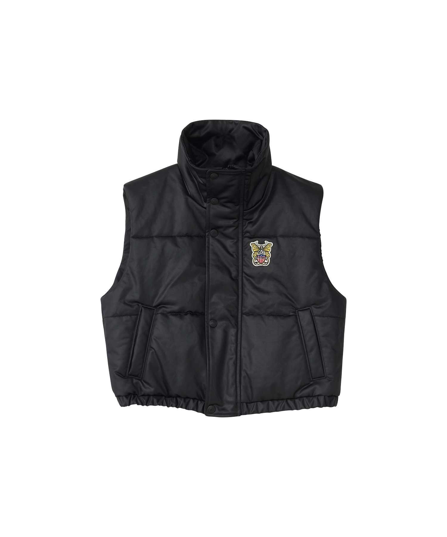 【ヒステリックグラマー/HYSTERIC GLAMOUR】のLEVITATED GIRLワッペン ショートベスト インテリア・キッズ・メンズ・レディースファッション・服の通販 founy(ファニー) 　ファッション　Fashion　レディースファッション　Fashion for Women　アウター　Coat / Outerwear Collection　トップス・カットソー　Cut & Sew Tops　ベスト&ジレ / 重ね着スタイル　Vests & Gilets　クラシック　Classic, Timeless Style　コンパクト　Compact, Small Size　ショート　Short, Short Length　シンプル　Simple, Minimal　スタンド　Stand Collar, Upright Stand　ベスト　Vest, Waistcoat　モチーフ　Motif, Design Theme　軽量　Lightweight, Ultra Light　ブラック|ID: prp329100004830501 ipo3291000000035162615