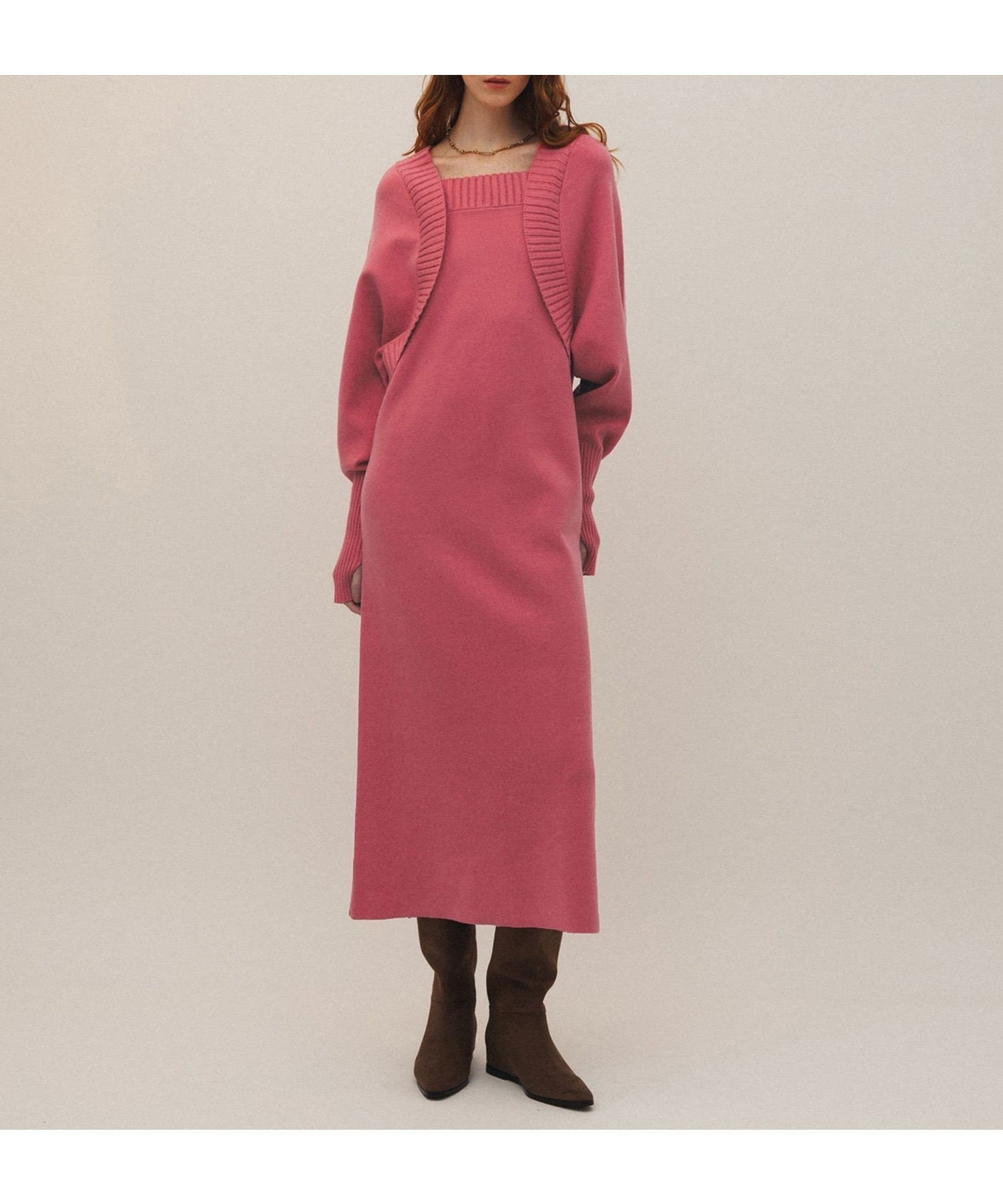 【アダム エ ロペ/ADAM ET ROPE'】のボレロドッキングニットワンピース インテリア・キッズ・メンズ・レディースファッション・服の通販 founy(ファニー) 　ファッション　Fashion　レディースファッション　Fashion for Women　アウター　Coat / Outerwear Collection　ボレロ・ショート丈ジャケット / ドレス羽織りに　Boleros & Short Jackets　ワンピース　Dresses　ニットワンピース　Knit Dresses　アクセサリー　Fashion Accessories　シルク　Silk, 100% Silk　タートル　Turtleneck, Turtle Collar　定番　Standard, Basic Item　人気　Popular, Best Seller　フォルム　Silhouette, Form　ボレロ　Bolero, Short Cardigan　ポケット　Pocket, Pocket Detail　ローズ　Rose, Rose Motif　A/W・秋冬　Autumn/Winter　おすすめ　Recommended / Our Picks　2025年　2025　2025-2026秋冬・A/W　Autumn/Winter 2025–26 AW25–26　ローズピンク(64)|ID: prp329100004830526 ipo3291000000035163079