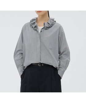 【マーガレットハウエル/MARGARET HOWELL】のCOTTON END ON END SHIRT 人気、トレンドファッション・服の通販 founy(ファニー) ファッション Fashion レディースファッション Fashion for Women トップス・カットソー Cut & Sew Tops シャツ・ブラウス・オフィスカジュアル Elegant Blouses & Button-Ups フリル Frill, Ruffle フロント Front, Front Design 無地 Plain, Solid Color |ID:prp329100004830543