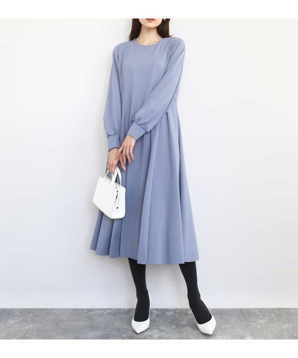 【エムケイ ミッシェルクラン/MK MICHEL KLEIN】のツイルジャージーワンピース/洗える インテリア・キッズ・メンズ・レディースファッション・服の通販 founy(ファニー) 　ファッション　Fashion　レディースファッション　Fashion for Women　ワンピース　Dresses　おすすめ　Recommended / Our Picks　カーディガン　Cardigan, Knitwear　シンプル　Simple, Minimal　ジャケット　Jacket, Outerwear　ポケット　Pocket, Pocket Detail　エレガント 上品　Elegant　二次会　After Party　ビジネス 仕事 通勤　Business / Work / Commuting　冬　Winter / This Winter　夏　Summer　春　Spring　洗える　Machine Washable　秋　Autumn　長袖　Long Sleeve, Full Sleeve　グレイッシュブルー|ID: prp329100004830566 ipo3291000000035163598