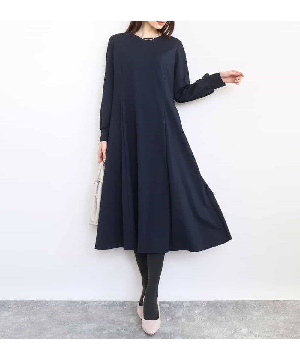【エムケイ ミッシェルクラン/MK MICHEL KLEIN】のツイルジャージーワンピース/洗える インテリア・キッズ・メンズ・レディースファッション・服の通販 founy(ファニー) 　ファッション　Fashion　レディースファッション　Fashion for Women　ワンピース　Dresses　おすすめ　Recommended / Our Picks　カーディガン　Cardigan, Knitwear　シンプル　Simple, Minimal　ジャケット　Jacket, Outerwear　ポケット　Pocket, Pocket Detail　エレガント 上品　Elegant　二次会　After Party　ビジネス 仕事 通勤　Business / Work / Commuting　冬　Winter / This Winter　夏　Summer　春　Spring　洗える　Machine Washable　秋　Autumn　長袖　Long Sleeve, Full Sleeve　ネイビー|ID: prp329100004830566 ipo3291000000035163599