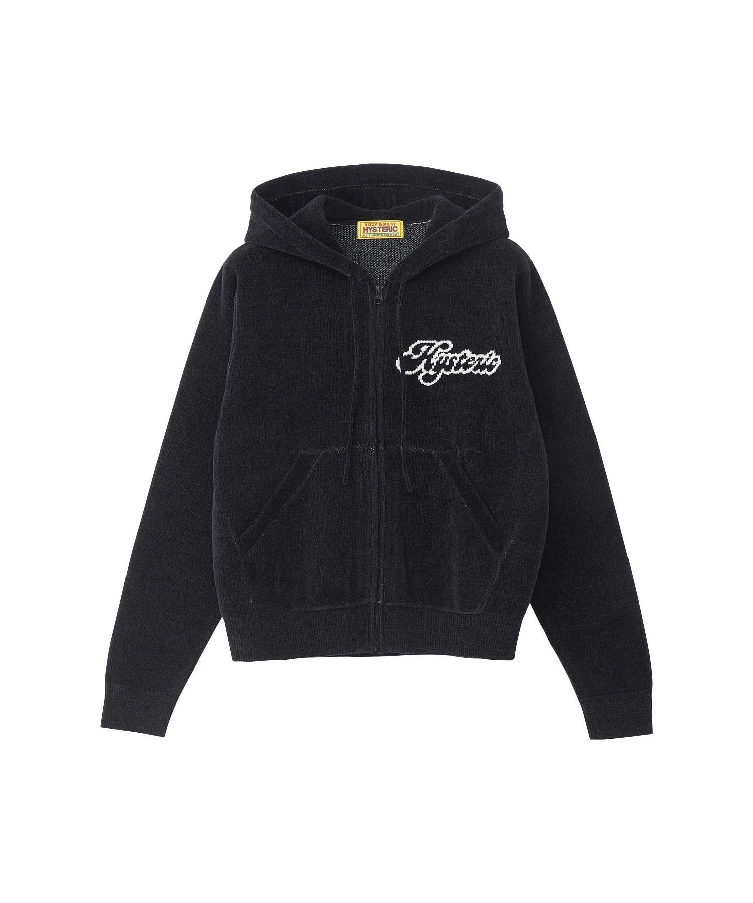 【ヒステリックグラマー/HYSTERIC GLAMOUR】のHYSTERIC GIRL編込 パーカー インテリア・キッズ・メンズ・レディースファッション・服の通販 founy(ファニー) 　ファッション　Fashion　レディースファッション　Fashion for Women　トップス・カットソー　Cut & Sew Tops　レディースパーカー・カジュアルフーディー　Casual Hoodies & Sweatshirts　コンパクト　Compact, Small Size　セットアップ　Set-Up, Coordinated Outfit　パーカー　Hoodie, Parka　ビジュー　Bijou, Jewel-like Accent　ベロア　Velour, Soft Velvet　定番　Standard, Basic Item　ブラック|ID: prp329100004830573 ipo3291000000035163730