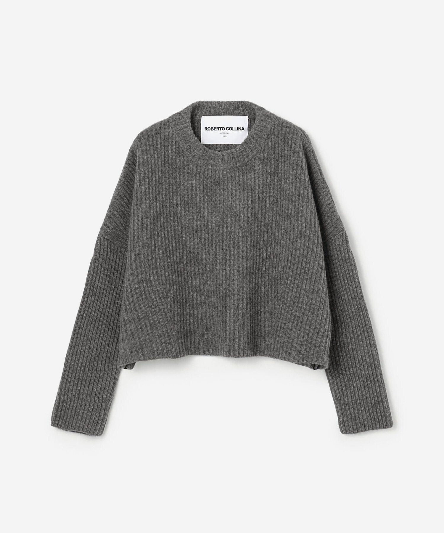 【ビショップ/Bshop】のリブニット クルーネックセーター WOMEN インテリア・キッズ・メンズ・レディースファッション・服の通販 founy(ファニー) 　ファッション　Fashion　レディースファッション　Fashion for Women　トップス・カットソー　Cut & Sew Tops　ニット　Knit Tops & Sweaters　イタリア　Italy　ショルダー　Shoulder, Shoulder Strap　テクスチャー　Texture, Textured Fabric　ドロップ　Drop Shoulder, Dropped Style　ボックス　Boxy, Box Shape　リブニット　Rib Knit, Ribbed Knit　ワイド　Wide, Wide Fit　GREY系1|ID: prp329100004830578 ipo3291000000035163861