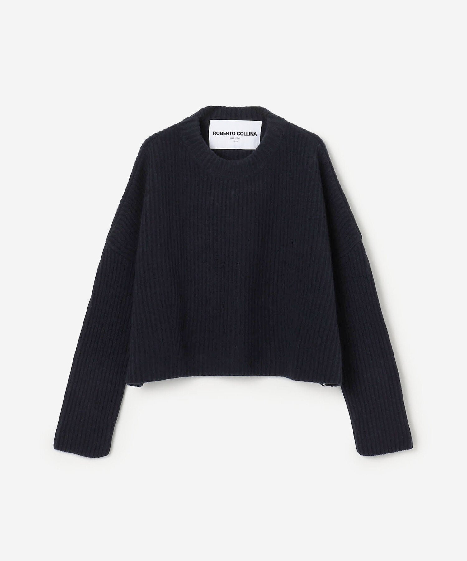 【ビショップ/Bshop】のリブニット クルーネックセーター WOMEN インテリア・キッズ・メンズ・レディースファッション・服の通販 founy(ファニー) 　ファッション　Fashion　レディースファッション　Fashion for Women　トップス・カットソー　Cut & Sew Tops　ニット　Knit Tops & Sweaters　イタリア　Italy　ショルダー　Shoulder, Shoulder Strap　テクスチャー　Texture, Textured Fabric　ドロップ　Drop Shoulder, Dropped Style　ボックス　Boxy, Box Shape　リブニット　Rib Knit, Ribbed Knit　ワイド　Wide, Wide Fit　NAVY|ID: prp329100004830578 ipo3291000000035163863