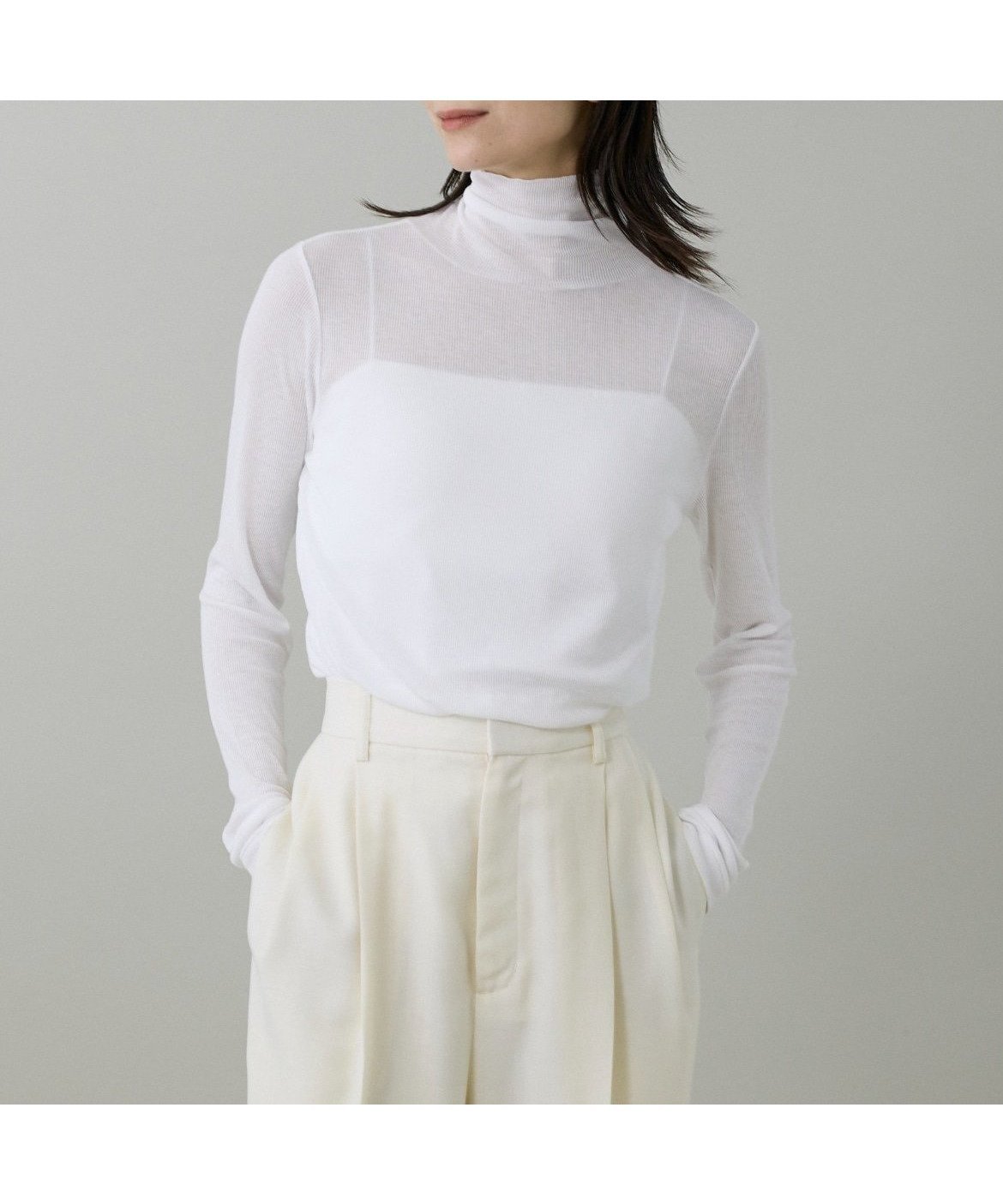 【イネド/INED】のハイネックロングTシャツ 人気、トレンドファッション・服の通販 founy(ファニー) 　ファッション　Fashion　レディースファッション　Fashion for Women　トップス・カットソー　Cut & Sew Tops　シャツ・ブラウス・オフィスカジュアル　Elegant Blouses & Button-Ups　ロングTシャツ・Tシャツ　Longline T-Shirts & Tees　コンパクト　Compact, Small Size　シアー　Sheer, See-Through　スマート　Smart, Elegant　スーピマ　Supima, Premium Cotton　テレコ　Ribbed, Rib Stitch　ハイネック　High Neck, Mock Neck　ロング　Long, Long-Length　 other-1|ID: prp329100004830597 ipo3291000000035164102