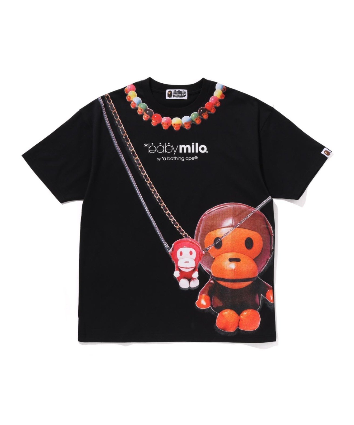 【ア ベイシング エイプ/A BATHING APE】のBABY MILO FAKE PRINT OVERSIZED TEE インテリア・キッズ・メンズ・レディースファッション・服の通販 founy(ファニー) 　ファッション　Fashion　レディースファッション　Fashion for Women　インナー　Innerwear　ショート　Short, Short Length　スリーブ　Sleeve, Long Sleeve / Short Sleeve　フロント　Front, Front Design　プリント　Print, Printed Pattern　モチーフ　Motif, Design Theme　BLACK|ID: prp329100004830602 ipo3291000000035164166