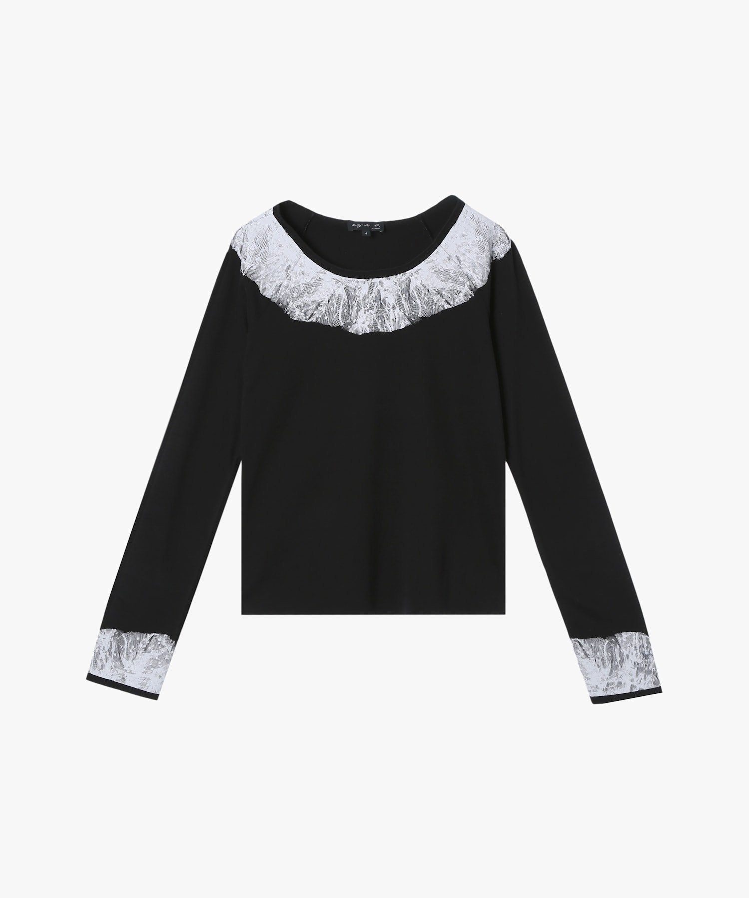 【アニエスベー ファム/agnes b. FEMME】のチュールプリント ラグラン 長袖 Tシャツ Delphe インテリア・キッズ・メンズ・レディースファッション・服の通販 founy(ファニー) 　ファッション　Fashion　レディースファッション　Fashion for Women　トップス・カットソー　Cut & Sew Tops　シャツ・ブラウス・オフィスカジュアル　Elegant Blouses & Button-Ups　ロングTシャツ・Tシャツ　Longline T-Shirts & Tees　チュール　Tulip, Tulip Motif　プリント　Print, Printed Pattern　長袖　Long Sleeve, Full Sleeve　ブラック|ID: prp329100004830638 ipo3291000000035164615