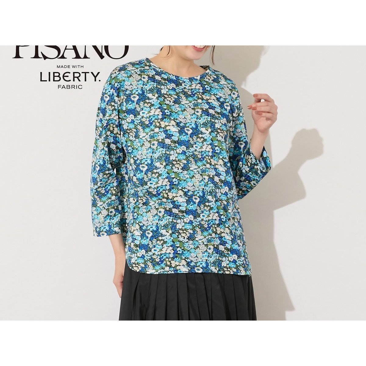 【ピサーノ/PISANO】の【手洗いOK・綿100%・リバティコラボ】フラワープリントラウンドヘムカットソー インテリア・キッズ・メンズ・レディースファッション・服の通販 founy(ファニー) ファッション Fashion レディースファッション Fashion for Women トップス・カットソー Cut & Sew Tops カットソー・ベーシックTシャツ Cut-and-Sewn Tops / Stretch Tees & Basics 花柄・フラワープリント・モチーフ Floral Prints & Motifs / Flower Pattern Tops インナー Innerwear カットソー Cut and Sewn Top シンプル Simple, Minimal ジャケット Jacket, Outerwear ドロップ Drop Shoulder, Dropped Style プリント Print, Printed Pattern ミックス Mix, Mixed Style リラックス Relax, Relaxed Fit エレガント 上品 Elegant ブルー|ID: prp329100004830644 ipo3291000000035164689