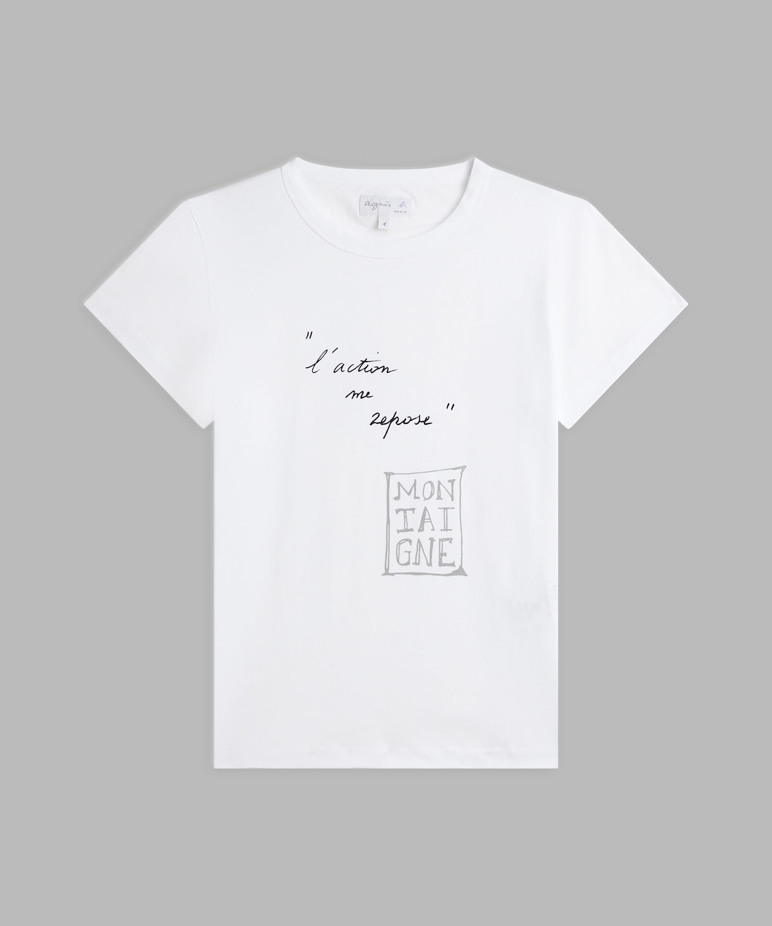 【アニエスベー ファム/agnes b. FEMME】のプリント オーガニックコットン 半袖 Tシャツ L action me repose 人気、トレンドファッション・服の通販 founy(ファニー) 　ファッション　Fashion　レディースファッション　Fashion for Women　トップス・カットソー　Cut & Sew Tops　シャツ・ブラウス・オフィスカジュアル　Elegant Blouses & Button-Ups　ロングTシャツ・Tシャツ　Longline T-Shirts & Tees　インナー　Innerwear　カーディガン　Cardigan, Knitwear　ジャケット　Jacket, Outerwear　フロント　Front, Front Design　プリント　Print, Printed Pattern　エレガント 上品　Elegant　半袖　Short Sleeve, Half Sleeve　 other-1|ID: prp329100004830654 ipo3291000000035164896