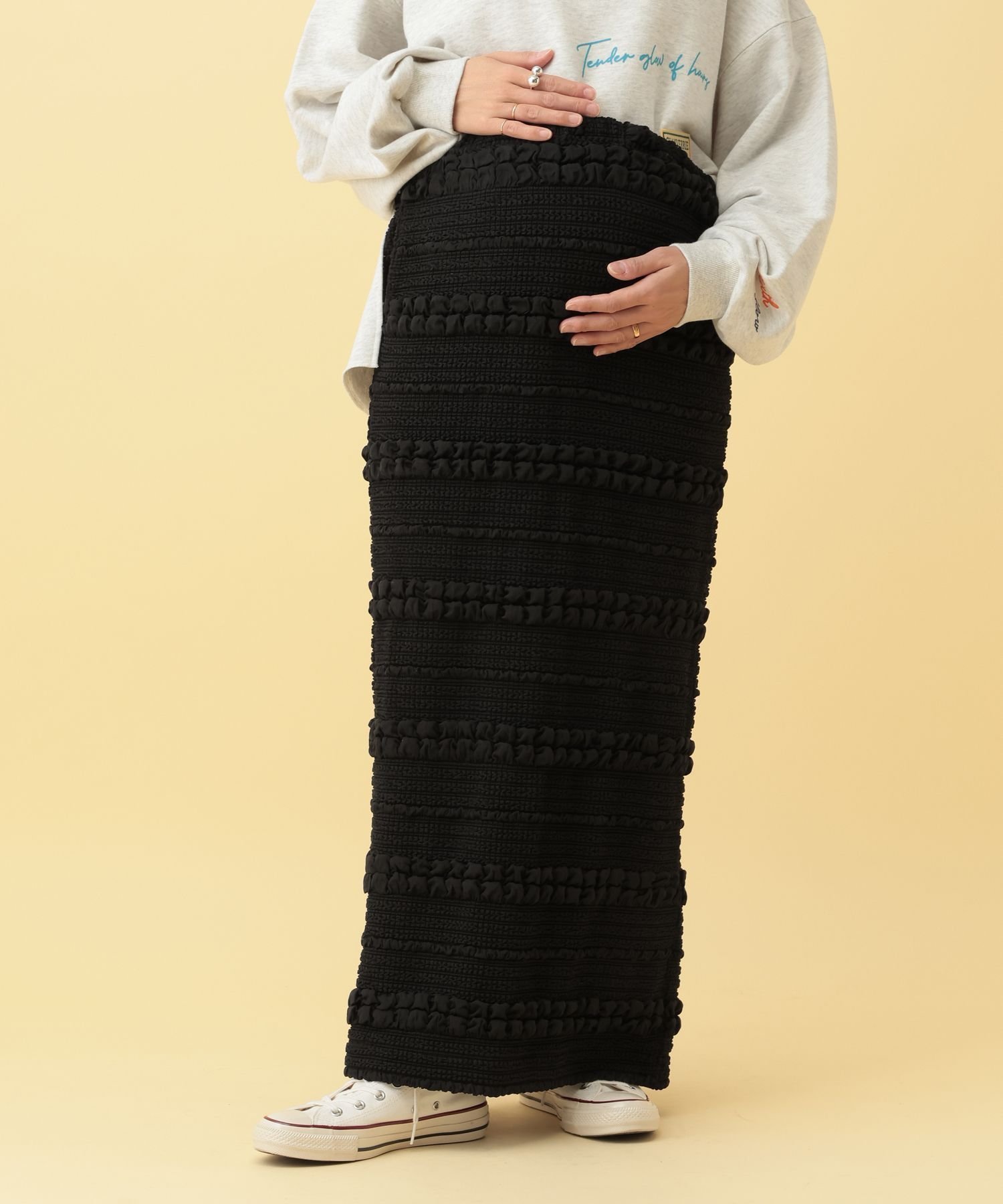 【レプシィム ローリーズファーム/LEPSIM LOWRYS FARM】の【産前・産後対応】マタニティ/ジャガードナロースカート インテリア・キッズ・メンズ・レディースファッション・服の通販 founy(ファニー) 　ファッション　Fashion　キッズファッション　Fashion for Kids　おすすめ　Recommended / Our Picks　シンプル　Simple, Minimal　スウェット / スエット　Sweatshirt, Sweatwear　スリット　Slit, Slit Detail　ブラック09|ID: prp329100004830712 ipo3291000000035165825