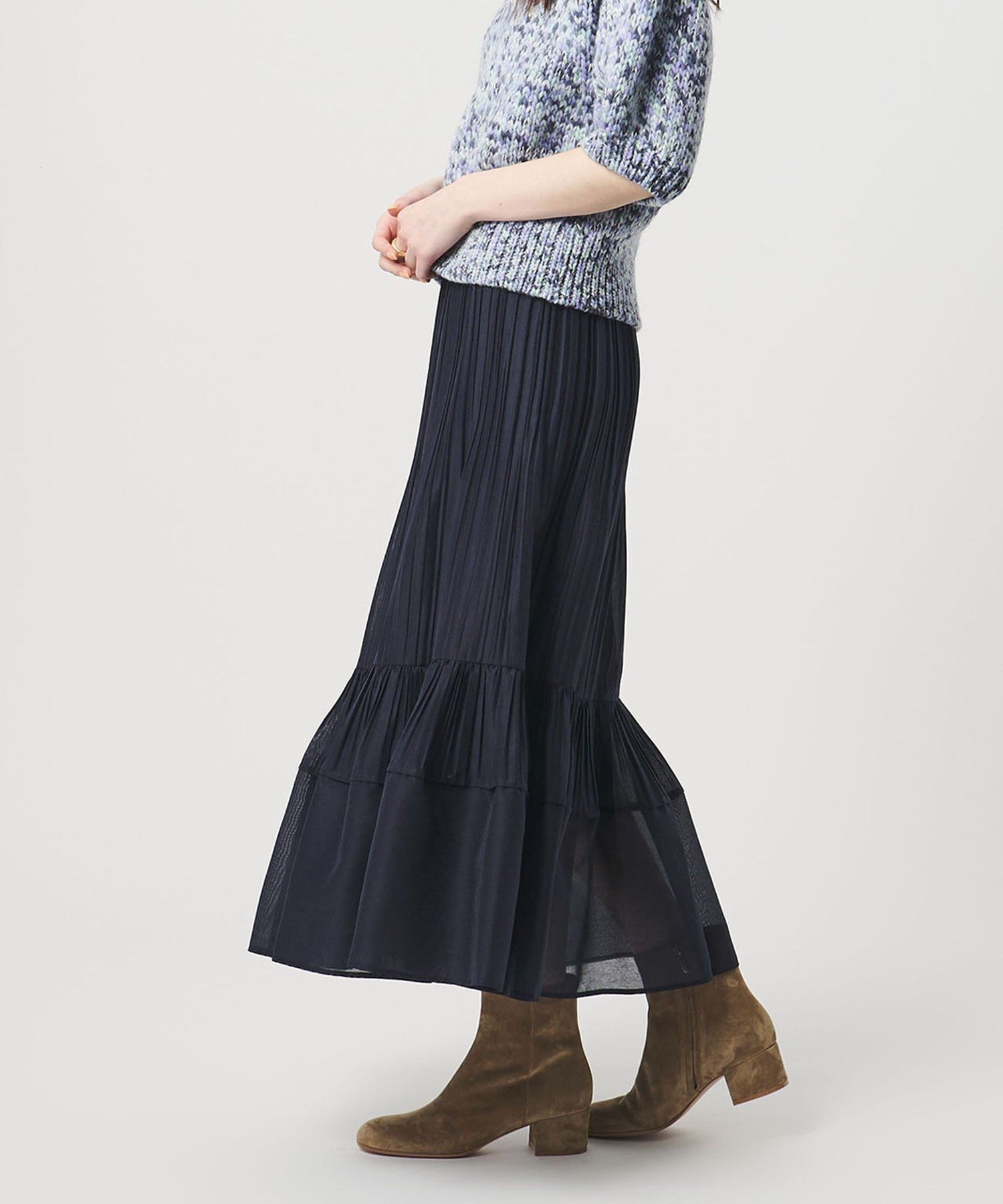 【ユナイテッドアローズ/UNITED ARROWS】のオーガンジー コンスト プリーツスカート インテリア・キッズ・メンズ・レディースファッション・服の通販 founy(ファニー) 　ファッション　Fashion　レディースファッション　Fashion for Women　スカート　Skirts　プリーツスカート / 上品フェミニンスタイル　Pleated Skirts　オーガンジー　Organza Fabric　シューズ　Shoes, Footwear　シンプル　Simple, Minimal　フラット　Flat, Flat Shoes　フレア　Flare, Flared　プリーツ　Pleats, Pleated　冬　Winter / This Winter　おすすめ　Recommended / Our Picks　NAVY|ID: prp329100004830753 ipo3291000000035166328