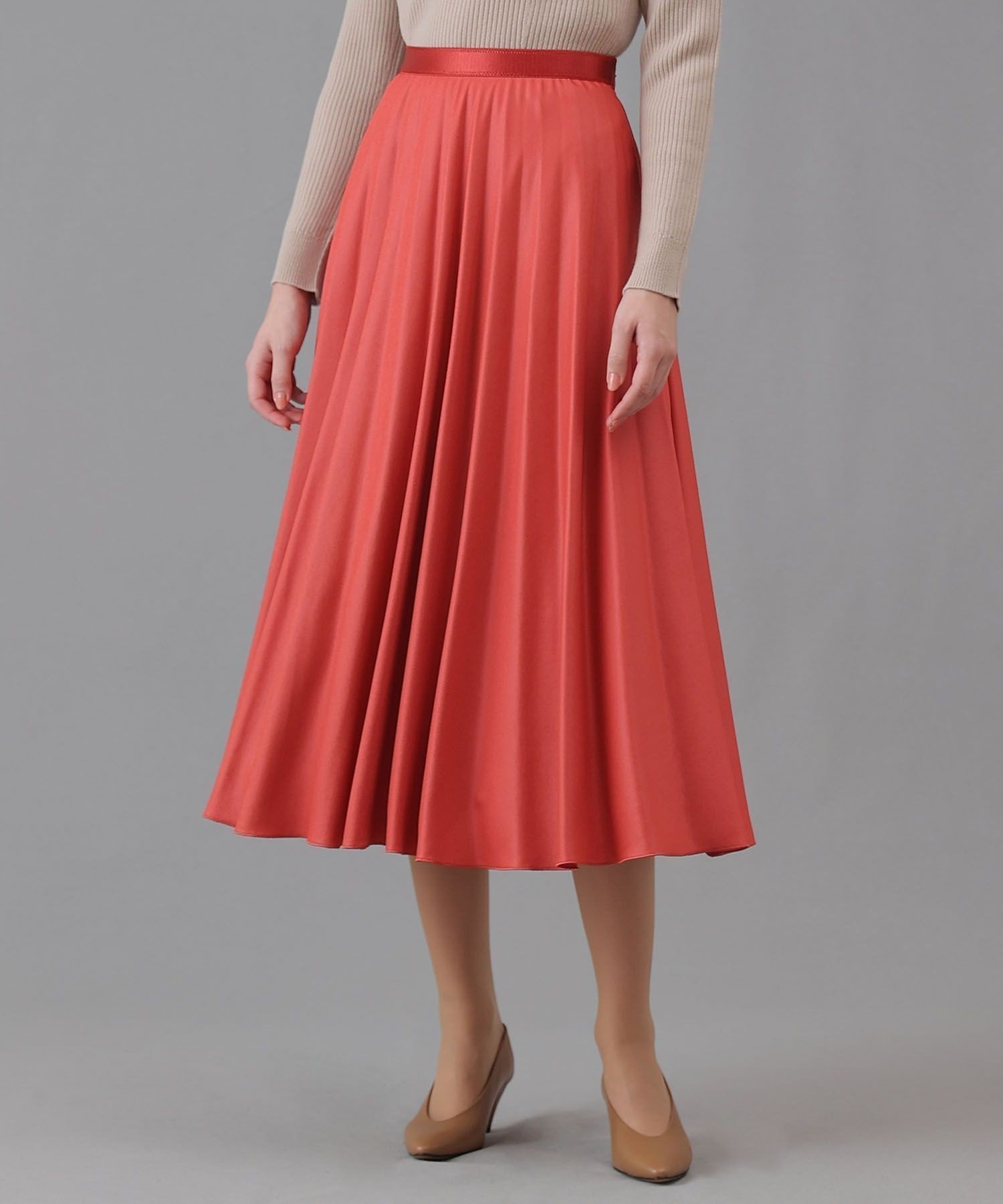 【アナイ/ANAYI】のレザーライクサテンプリーツスカート インテリア・キッズ・メンズ・レディースファッション・服の通販 founy(ファニー) 　ファッション　Fashion　レディースファッション　Fashion for Women　スカート　Skirts　プリーツスカート / 上品フェミニンスタイル　Pleated Skirts　オレンジ　Orange　今季　This Season, Current Season　サテン　Satin, Glossy Fabric　スマート　Smart, Elegant　ピーチ　Peach, Soft Touch　プリーツ　Pleats, Pleated　A/W・秋冬　Autumn/Winter　再入荷　Restock / Back in Stock　orange|ID: prp329100004830766 ipo3291000000035166527