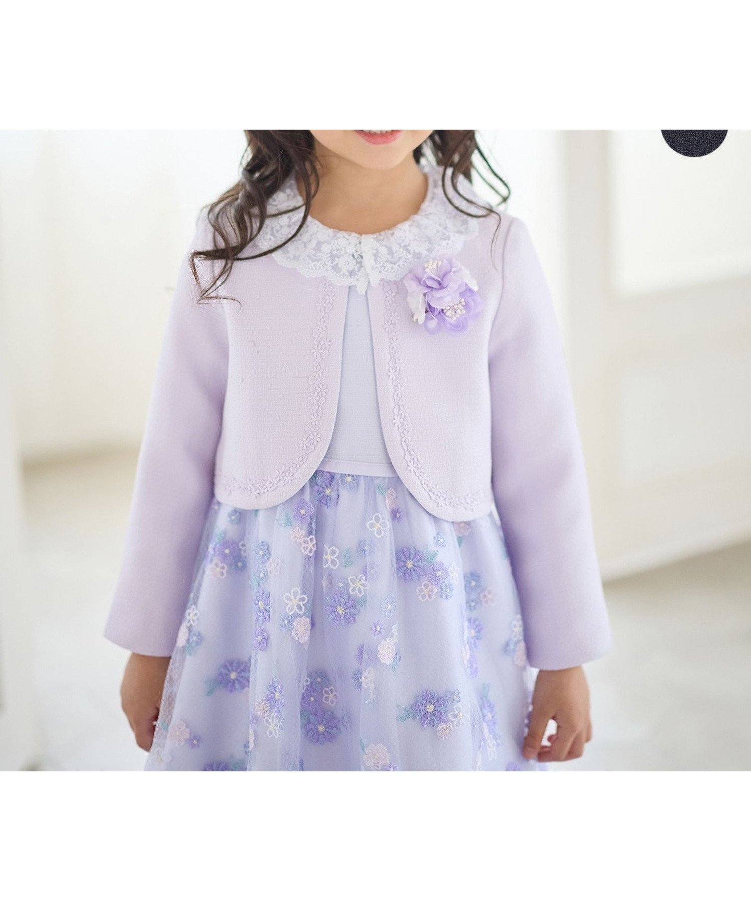 【エニー/ANY / KIDS】のノーカラー ボレロジャケット インテリア・キッズ・メンズ・レディースファッション・服の通販 founy(ファニー) 　ファッション　Fashion　キッズファッション　Fashion for Kids　アウター　Coat Outerwear /Kids　ガーリー　Girly, Feminine Style　シンプル　Simple, Minimal　ジャケット　Jacket, Outerwear　人気　Popular, Best Seller　ビジュー　Bijou, Jewel-like Accent　フォーマル　Formal, Dressy　ボレロ　Bolero, Short Cardigan　ポケット　Pocket, Pocket Detail　モチーフ　Motif, Design Theme　レース　Lace, Lace Fabric　エレガント 上品　Elegant　セレモニー　Ceremony　入学式　Entrance Ceremony　ラベンダー[082]|ID: prp329100004830773 ipo3291000000035166665