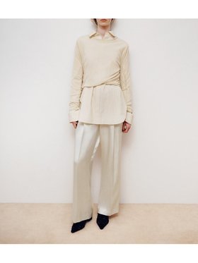 【ミースロエ/MIESROHE】のサテンタックイージーパンツ 人気、トレンドファッション・服の通販 founy(ファニー) ファッション Fashion レディースファッション Fashion for Women パンツ Pants & Trousers スマート Smart, Elegant センター Center, Center Line ノースリーブ Sleeveless, No-Sleeve ヴィンテージ Vintage Style |ID:prp329100004830776