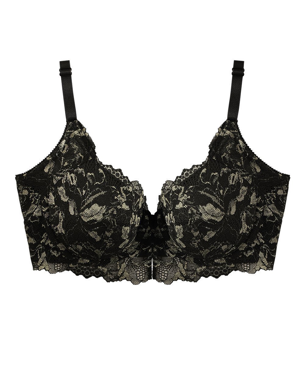 【その他のブランド/Other】の背中すっきり つつまれ美乳ブラ プリンセチア柄 インテリア・キッズ・メンズ・レディースファッション・服の通販 founy(ファニー) 　ファッション　Fashion　レディースファッション　Fashion for Women　パターン　Pattern, Design Print　ブラジャー　Bra, Lingerie　ランジェリー　Lingerie, Intimate Wear　レース　Lace, Lace Fabric　オニキスブラック|ID: prp329100004830779 ipo3291000000035166735