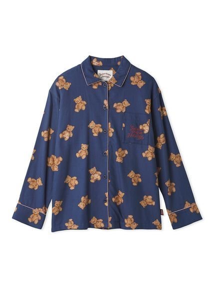 【ジェラート ピケ/gelato pique】の【HOLIDAY】ベア柄ネルシャツ インテリア・キッズ・メンズ・レディースファッション・服の通販 founy(ファニー) 　ファッション　Fashion　レディースファッション　Fashion for Women　トップス・カットソー　Cut & Sew Tops　シャツ・ブラウス・オフィスカジュアル　Elegant Blouses & Button-Ups　スマート　Smart, Elegant　パイピング　Piping, Trim Design　パジャマ　Pajamas, Sleepwear　プリント　Print, Printed Pattern　ホリデーシーズン　Holiday Season　ボーダー　Border, Stripe　ポケット　Pocket, Pocket Detail　モチーフ　Motif, Design Theme　NVY[089]|ID: prp329100004830786 ipo3291000000035166814