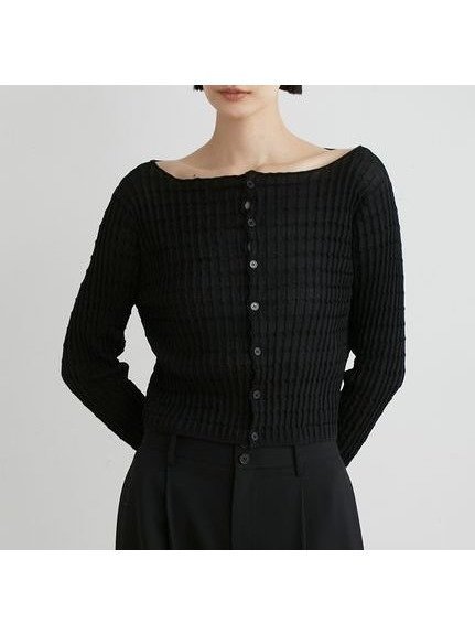 【ミースロエ/MIESROHE】のスクエアパターンニットCD インテリア・キッズ・メンズ・レディースファッション・服の通販 founy(ファニー) 　ファッション　Fashion　レディースファッション　Fashion for Women　トップス・カットソー　Cut & Sew Tops　ニット　Knit Tops & Sweaters　9月号　September Issue　カーディガン　Cardigan, Knitwear　コンパクト　Compact, Small Size　スクエア　Square, Square Shape　スマート　Smart, Elegant　デコルテ　Décolleté, Neckline　ワイド　Wide, Wide Fit　雑誌　Magazine, Fashion Magazine　BLK[009]|ID: prp329100004830787 ipo3291000000035166858