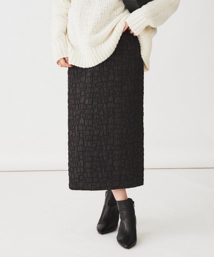 【アンタイトル/UNTITLED】の【後ろウエストゴム/日本製/洗える】ブロック柄ジャカードナロースカート インテリア・キッズ・メンズ・レディースファッション・服の通販 founy(ファニー) ファッション Fashion レディースファッション Fashion for Women スカート Skirts おすすめ Recommended / Our Picks ショート Short, Short Length シンプル Simple, Minimal ジャカード/ジャガード Jacquard, Woven Pattern スマート Smart, Elegant ブライト Bright, Shiny ブロック Block, Solid Block Pattern ローズ Rose, Rose Motif 日本製 Made In Japan 洗える Machine Washable ブラック|ID: prp329100004830807 ipo3291000000035167091