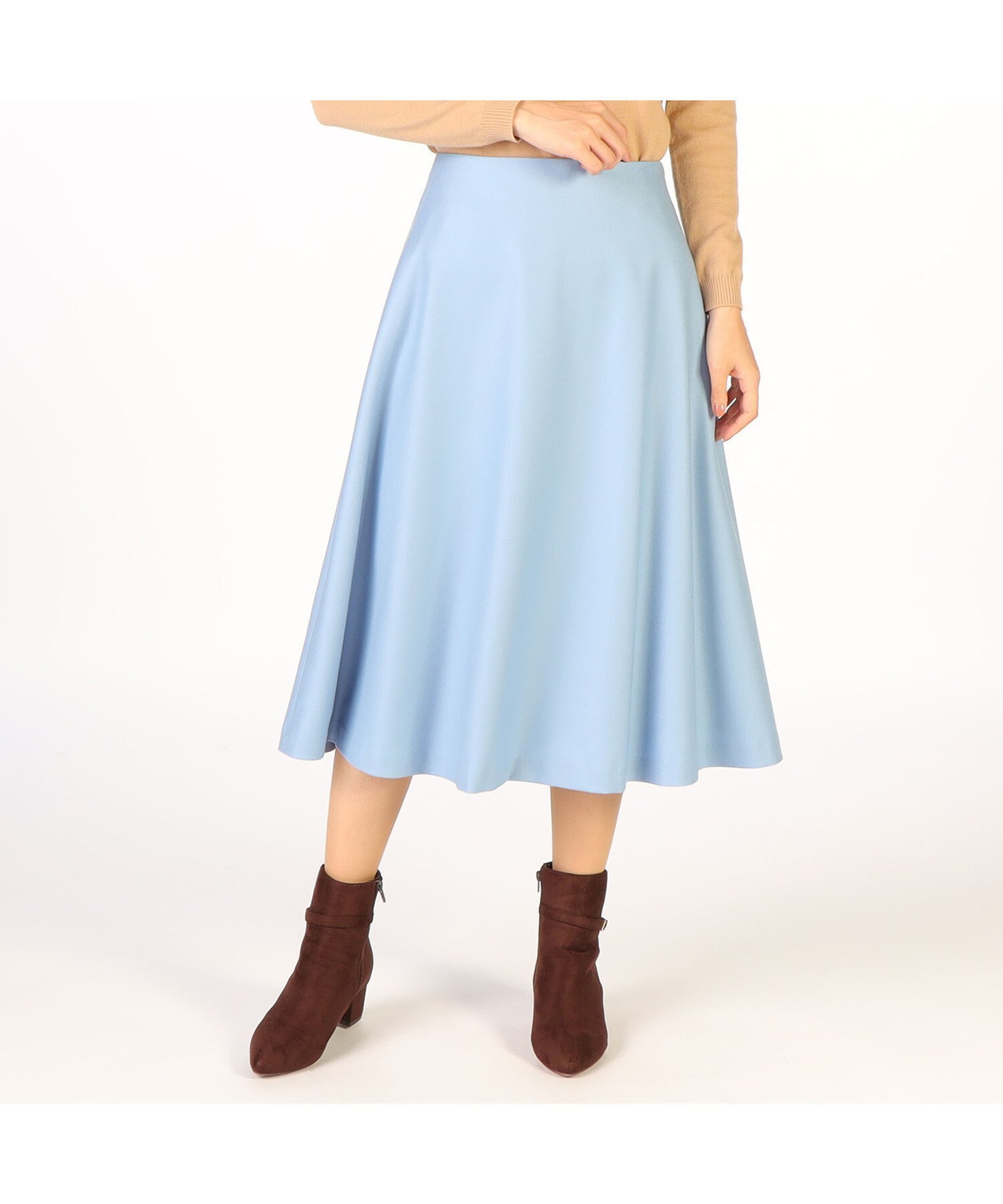 【スキャパ/SCAPA】のストレッチフラノスカート インテリア・キッズ・メンズ・レディースファッション・服の通販 founy(ファニー) ファッション Fashion レディースファッション Fashion for Women スカート Skirts ストレッチ Stretch, Stretchy Fabric ドレープ Drape, Draping Fabric フィット Fit, Slim Fit フェミニン Feminine, Girly フレア Flare, Flared ライトブルー|ID: prp329100004830846 ipo3291000000035167432