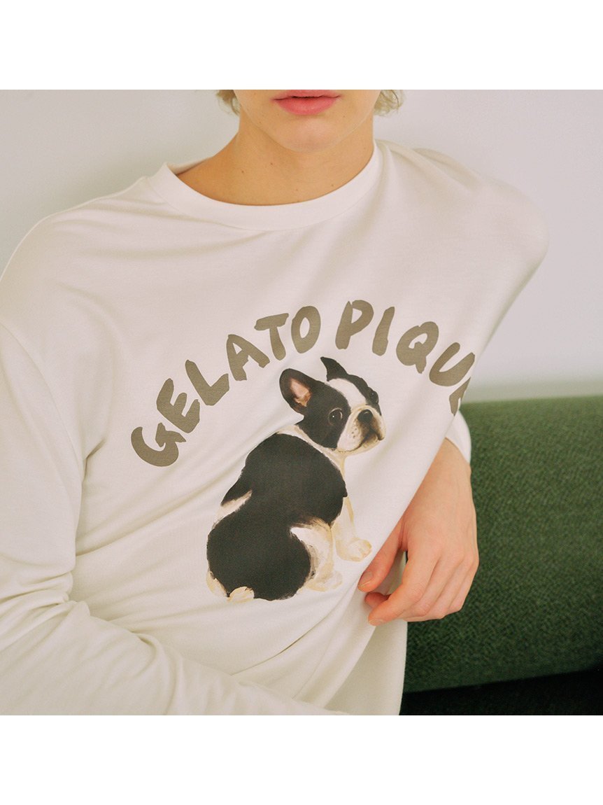 【ジェラートピケ オム/GELATO PIQUE HOMME / MEN】の【HOMME】 DOGワンポイントプリントロンT インテリア・キッズ・メンズ・レディースファッション・服の通販 founy(ファニー) 　ファッション　Fashion　メンズファッション　Fashion for Men　なめらか　Smooth, Silky Texture　カットソー　Cut and Sewn Top　スマート　Smart, Elegant　フレンチ　French, French Style　プリント　Print, Printed Pattern　ホリデーシーズン　Holiday Season　ロング　Long, Long-Length　犬　Dog　IVR[003]|ID: prp329100004830852 ipo3291000000035167508