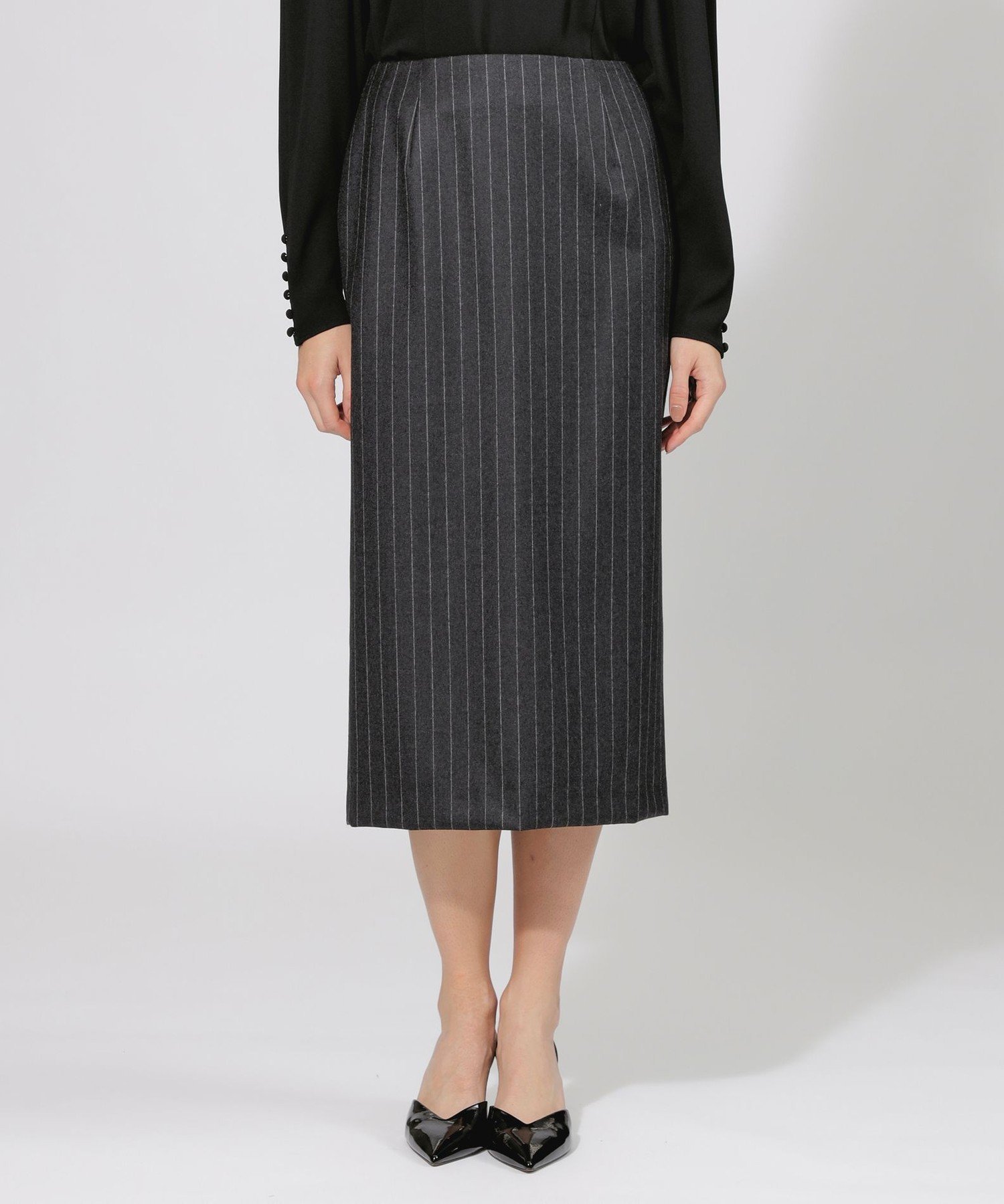 【エポカ/EPOCA】の【EPOCA DI BASE】 コンパクトウールフラノ タイトスカート 《WEB 一部店舗限定》 人気、トレンドファッション・服の通販 founy(ファニー) 　ファッション　Fashion　レディースファッション　Fashion for Women　スカート　Skirts　秋　Autumn　コレクション　Collection, Seasonal Line　コンパクト　Compact, Small Size　シャンブレー　Chambray, Denim-Like Fabric　シンプル　Simple, Minimal　ジャケット　Jacket, Outerwear　ストライプ　Stripe, Striped Pattern　タイトスカート　Pencil Skirt, Tight Skirt　フラット　Flat, Flat Shoes　モダン　Modern, Contemporary　ロング　Long, Long-Length　冬　Winter / This Winter　おすすめ　Recommended / Our Picks　エレガント 上品　Elegant　 other-1|ID: prp329100004830862 ipo3291000000035167668