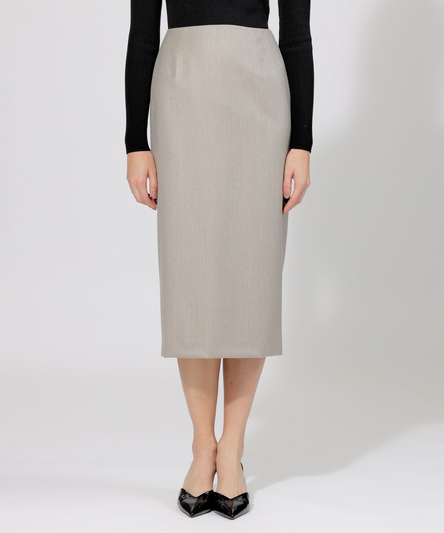 【エポカ/EPOCA】の【EPOCA DI BASE】 コンパクトウールフラノ タイトスカート 《WEB 一部店舗限定》 インテリア・キッズ・メンズ・レディースファッション・服の通販 founy(ファニー) 　ファッション　Fashion　レディースファッション　Fashion for Women　スカート　Skirts　秋　Autumn　コレクション　Collection, Seasonal Line　コンパクト　Compact, Small Size　シャンブレー　Chambray, Denim-Like Fabric　シンプル　Simple, Minimal　ジャケット　Jacket, Outerwear　ストライプ　Stripe, Striped Pattern　タイトスカート　Pencil Skirt, Tight Skirt　フラット　Flat, Flat Shoes　モダン　Modern, Contemporary　ロング　Long, Long-Length　冬　Winter / This Winter　おすすめ　Recommended / Our Picks　エレガント 上品　Elegant　ベージュ|ID: prp329100004830862 ipo3291000000035167673