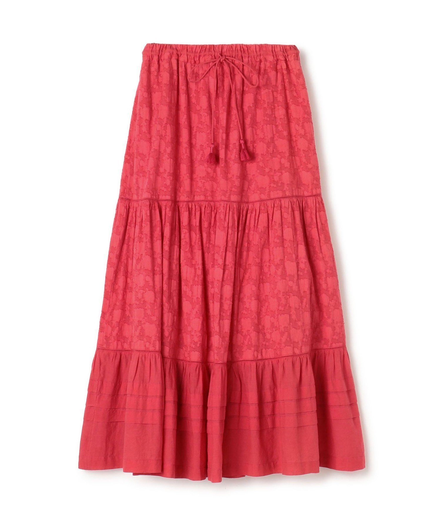 【トゥモローランド/TOMORROWLAND】のコットンカットジャカードコンビ ティアードマキシスカート 人気、トレンドファッション・服の通販 founy(ファニー) 　ファッション　Fashion　レディースファッション　Fashion for Women　スカート　Skirts　カットソー　Cut and Sewn Top　キャミソール　Camisole, Spaghetti Strap Top　ギャザー　Gathered, Ruffled　ジャカード／ジャガード　Jacquard, Woven Pattern　フェミニン　Feminine, Girly　フリンジ　Fringe, Tassel　 other-1|ID: prp329100004830884 ipo3291000000035167989