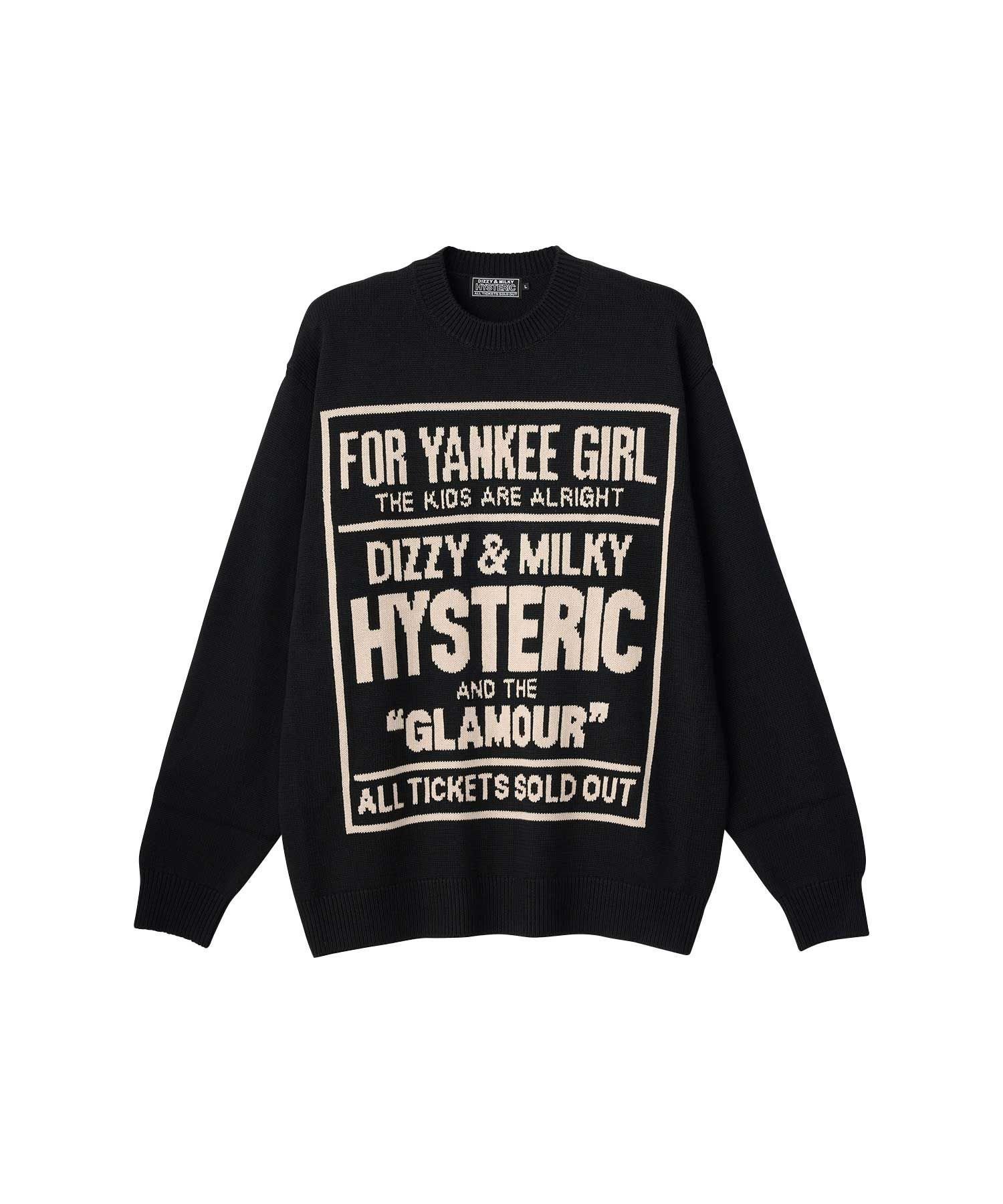 【ヒステリックグラマー/HYSTERIC GLAMOUR / MEN】のDIZZY MILKY編込 セーター インテリア・キッズ・メンズ・レディースファッション・服の通販 founy(ファニー) 　ファッション　Fashion　メンズファッション　Fashion for Men　セーター　Sweater, Knitwear　フロント　Front, Front Design　モチーフ　Motif, Design Theme　定番　Standard, Basic Item　ブラック|ID: prp329100004830890 ipo3291000000035168063