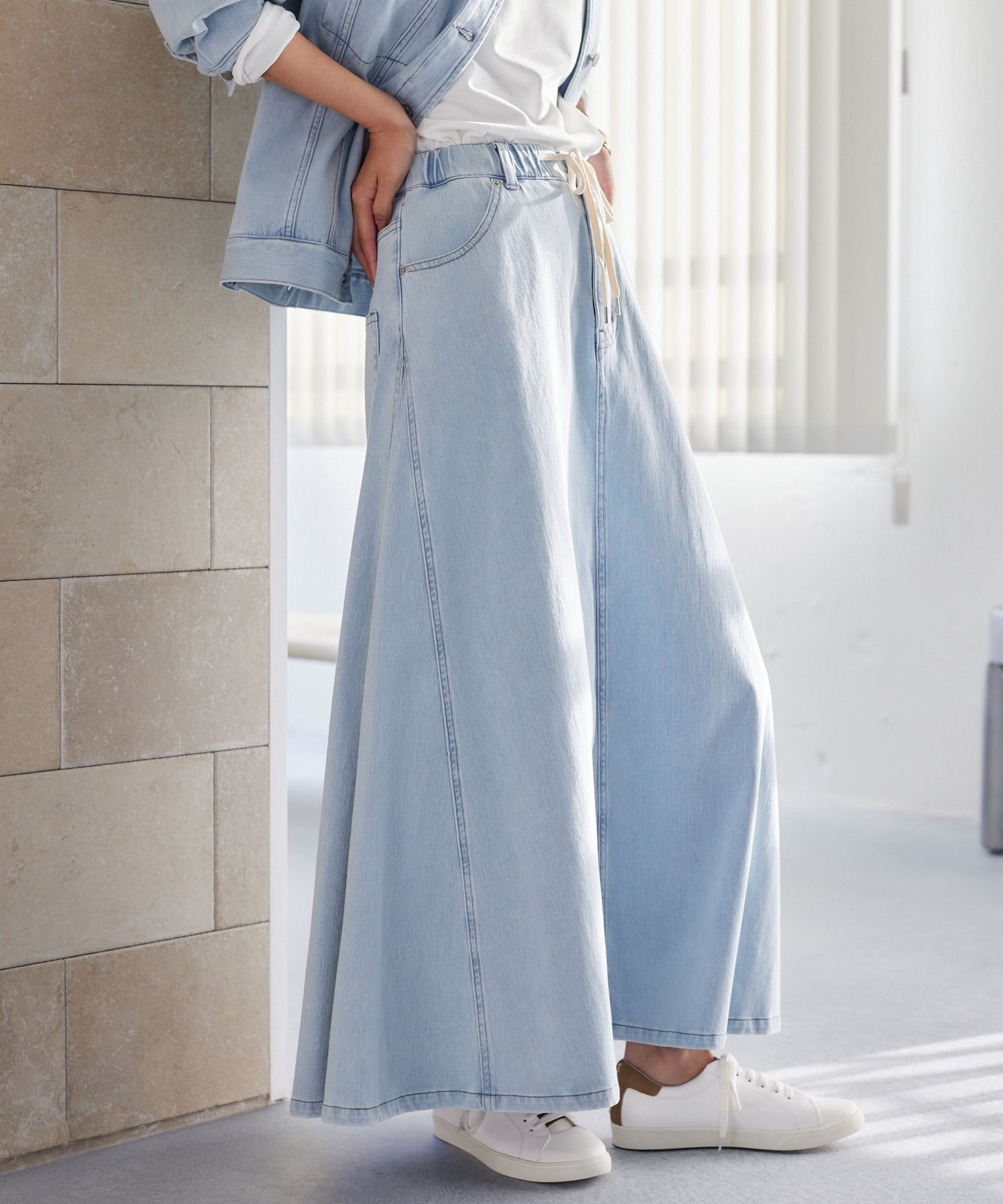 【バンヤードストーム/BARNYARDSTORM】の【WEB限定】カットデニムマキシスカート / ハンドウォッシャブル インテリア・キッズ・メンズ・レディースファッション・服の通販 founy(ファニー) ファッション Fashion レディースファッション Fashion for Women スカート Skirts おすすめ Recommended / Our Picks インディゴ Indigo Denim ストレッチ Stretch, Stretchy Fabric ツイル Twist, Twisted Detail デコルテ Décolleté, Neckline デニム Denim, Jeans Material ヴィンテージ Vintage Style 春 Spring ペールブルー81|ID: prp329100004830901 ipo3291000000035168199