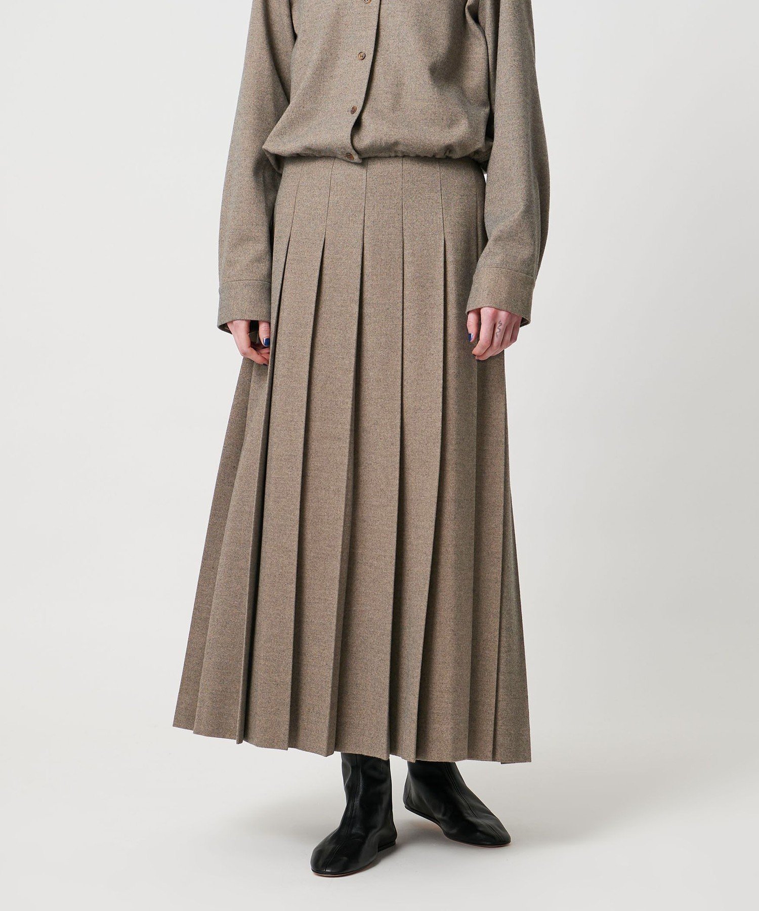 【ビューティ&ユース ユナイテッドアローズ/BEAUTY&YOUTH / UNITED ARROWS】のSteven Alan プリーツ ロング スカート インテリア・キッズ・メンズ・レディースファッション・服の通販 founy(ファニー) 　ファッション　Fashion　レディースファッション　Fashion for Women　スカート　Skirts　おすすめ　Recommended / Our Picks　クラシカル　Classical, Vintage-Inspired　シンプル　Simple, Minimal　セットアップ　Set-Up, Coordinated Outfit　ツイル　Twist, Twisted Detail　プリーツ　Pleats, Pleated　ループ　Loop, Loop Knit　ロング　Long, Long-Length　エレガント 上品　Elegant　BEIGE|ID: prp329100004830902 ipo3291000000035168226