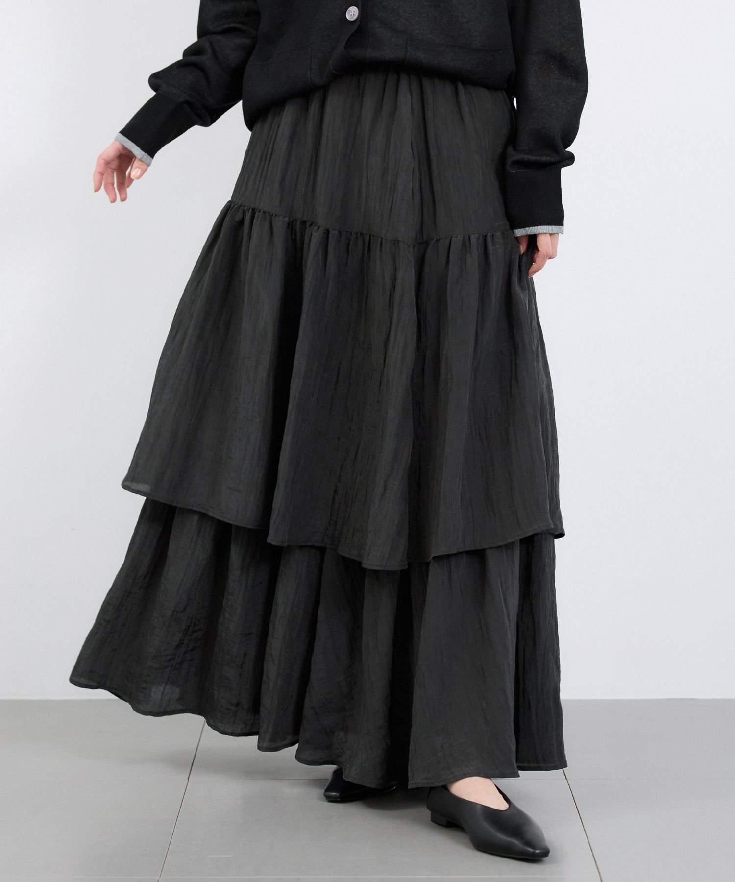 【バンヤードストーム/BARNYARDSTORM】のティアードライトスカート / マシンウォッシャブル インテリア・キッズ・メンズ・レディースファッション・服の通販 founy(ファニー) 　ファッション　Fashion　レディースファッション　Fashion for Women　スカート　Skirts　おすすめ　Recommended / Our Picks　シンプル　Simple, Minimal　スニーカー　Sneakers, Trainers　ティアードスカート　Tiered Skirt, Flounced Skirt　バランス　Balance, Style Balance　フェミニン　Feminine, Girly　マニッシュ　Mannish, Boyish　エレガント 上品　Elegant　ブラック19|ID: prp329100004830907 ipo3291000000035168353