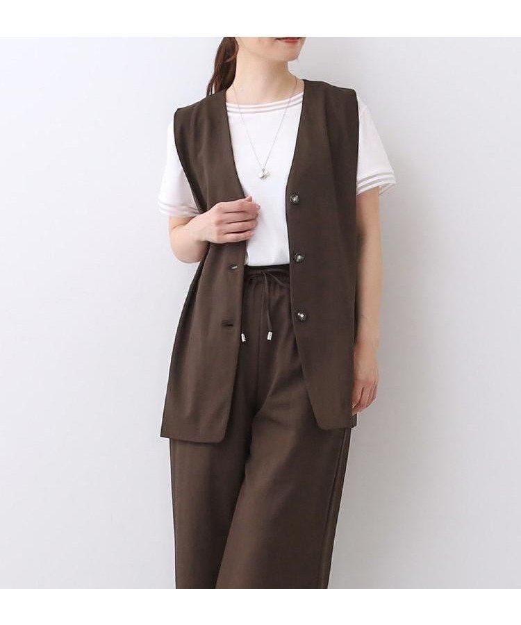 【リフレクト/Reflect】の【ウエスト総ゴム/セットアップ/単品使いOK◎】ベスト+ストレートパンツセット インテリア・キッズ・メンズ・レディースファッション・服の通販 founy(ファニー) 　ファッション　Fashion　レディースファッション　Fashion for Women　アウター　Coat / Outerwear Collection　セットアップ　Matching Sets　レディースパンツ・ボトムス　Pants & Trousers / Bottoms　ストレッチ　Stretch, Stretchy Fabric　ストレート　Straight, Straight Cut　スマート　Smart, Elegant　セットアップ　Set-Up, Coordinated Outfit　バランス　Balance, Style Balance　ベスト　Vest, Waistcoat　ポケット　Pocket, Pocket Detail　マーブル　Marble, Marble Pattern　ワンポイント　One Point, Statement Accent　ブラウン|ID: prp329100004830914 ipo3291000000035168484