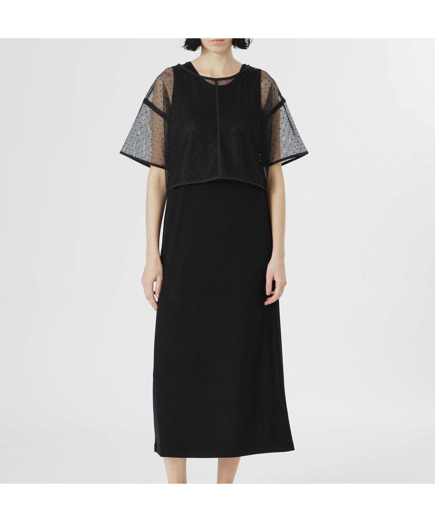 【ラブレス/LOVELESS】のメッシュレイヤードカットソーワンピース インテリア・キッズ・メンズ・レディースファッション・服の通販 founy(ファニー) 　ファッション　Fashion　レディースファッション　Fashion for Women　ワンピース　Dresses　エレガント 上品　Elegant　カーディガン　Cardigan, Knitwear　軽量　Lightweight, Ultra Light　シンプル　Simple, Minimal　スリット　Slit, Slit Detail　タイトスカート　Pencil Skirt, Tight Skirt　テレコ　Ribbed, Rib Stitch　デニム　Denim, Jeans Material　ビッグ　Big, Oversized　マキシ　Maxi, Full Length　メッシュ　Mesh, Net Fabric　リラックス　Relax, Relaxed Fit　再入荷　Restock / Back in Stock　おすすめ　Recommended / Our Picks　ブラック|ID: prp329100004830917 ipo3291000000035168565