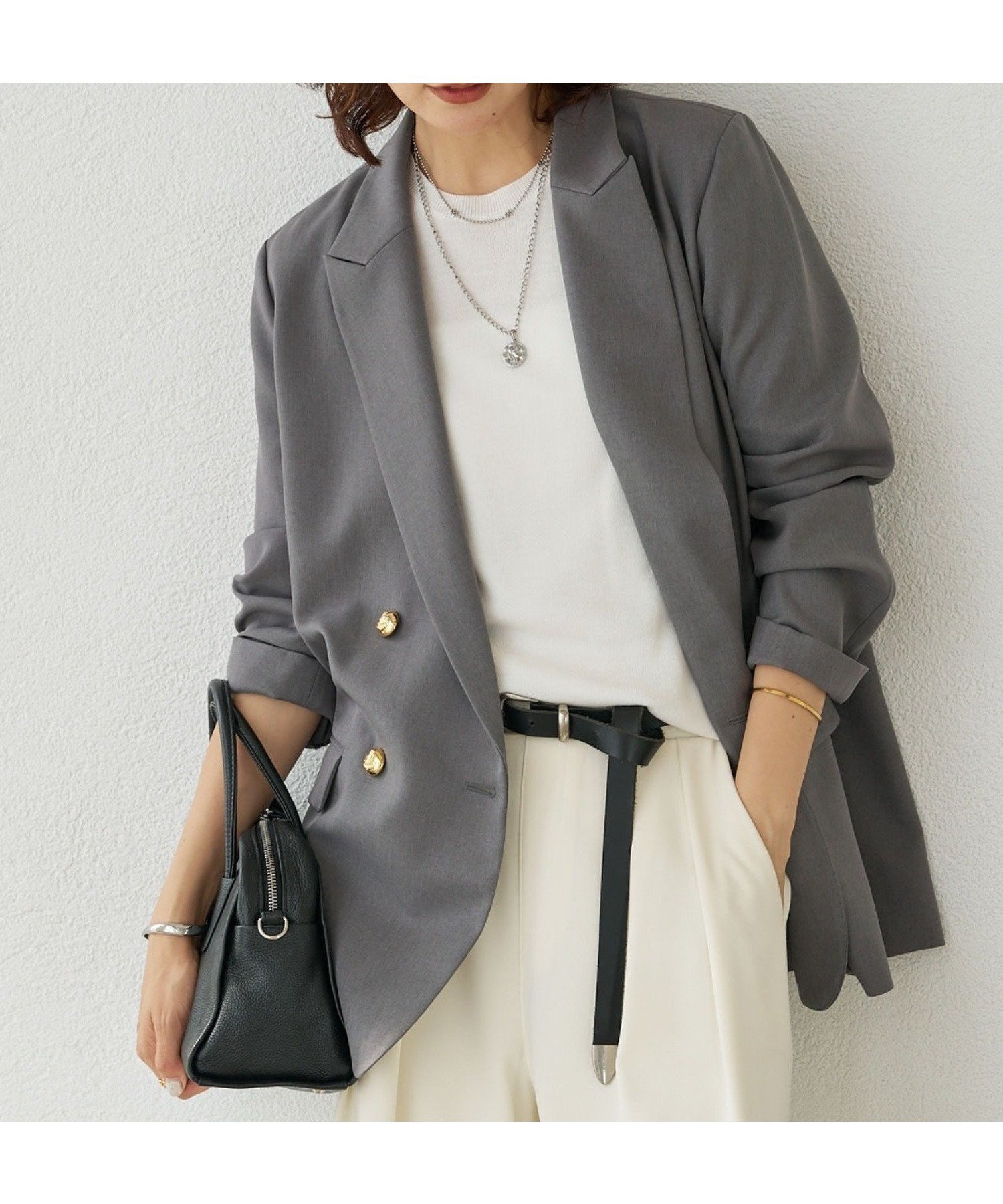 【リヴドロワ/RIVE DROITE】の【軽い着心地】ピーチツイルピークドラペルジャケット インテリア・キッズ・メンズ・レディースファッション・服の通販 founy(ファニー) 　ファッション　Fashion　レディースファッション　Fashion for Women　アウター　Coat / Outerwear Collection　レディースジャケット・軽アウター　Jackets　オケージョン　Occasion Wear　ジャケット　Jacket, Outerwear　ストレッチ　Stretch, Stretchy Fabric　定番　Standard, Basic Item　羽織　Haori, Light Jacket　メランジ　Melange, Mixed Yarn　A/W・秋冬　Autumn/Winter　再入荷　Restock / Back in Stock　おすすめ　Recommended / Our Picks　ビジネス 仕事 通勤　Business / Work / Commuting　グレー|ID: prp329100004830922 ipo3291000000035168610