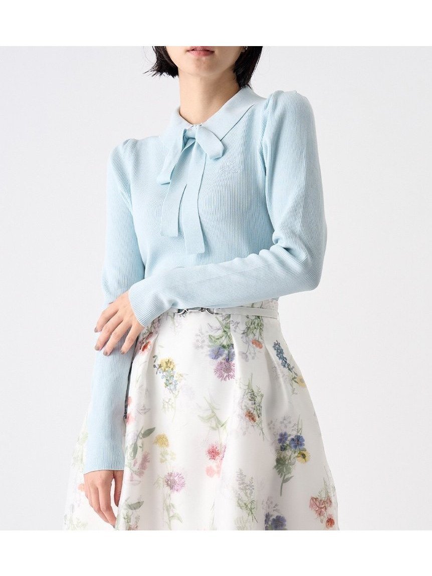 【セルフォード/CELFORD】のボウタイリボン衿付きニットプルオーバー インテリア・キッズ・メンズ・レディースファッション・服の通販 founy(ファニー) 　ファッション　Fashion　レディースファッション　Fashion for Women　トップス・カットソー　Cut & Sew Tops　ニット　Knit Tops & Sweaters　カジュアルプルオーバー・ニットトップス　Pullovers & Knit Tops / Casual Pullovers　おすすめ　Recommended / Our Picks　ウェーブ　Wavy Pattern　ストレート　Straight, Straight Cut　スマート　Smart, Elegant　パターン　Pattern, Design Print　リボン　Ribbon, Bow　ワンポイント　One Point, Statement Accent　定番　Standard, Basic Item　SAX[083]|ID: prp329100004830976 ipo3291000000035170005