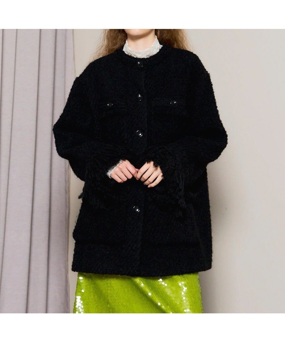 【メゾンスペシャル/MAISON SPECIAL】のFringe Tweed Jacket Coat インテリア・キッズ・メンズ・レディースファッション・服の通販 founy(ファニー) 　ファッション　Fashion　レディースファッション　Fashion for Women　アウター　Coat / Outerwear Collection　コート・ロングコート・ピーコート　Long Coats, Peacoats & More　レディースジャケット・軽アウター　Jackets　インナー　Innerwear　クラシカル　Classical, Vintage-Inspired　ジャケット　Jacket, Outerwear　チェック　Check, Plaid, Tartan　ワーク　Workwear, Utility Style　BLK|ID: prp329100004830986 ipo3291000000035170241