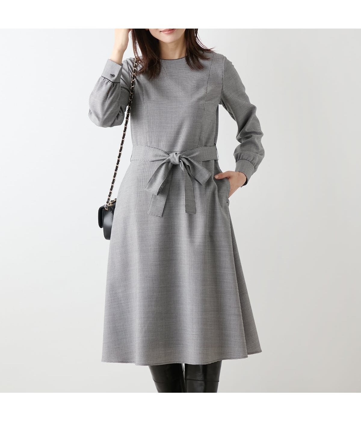 【ニューヨーカー/NEWYORKER】の【ストレッチ】ウール混ハウンドトゥース ウエスト切替えパイピングフレアワンピース 人気、トレンドファッション・服の通販 founy(ファニー) 　ファッション　Fashion　レディースファッション　Fashion for Women　ワンピース　Dresses　エレガント 上品　Elegant　カフス　Cuff Design　クラシカル　Classical, Vintage-Inspired　ストレッチ　Stretch, Stretchy Fabric　長袖　Long Sleeve, Full Sleeve　ハウンドトゥース　Houndstooth, Dogtooth Check　パイピング　Piping, Trim Design　フィット　Fit, Slim Fit　ベーシック　Basic, Essential　ポケット　Pocket, Pocket Detail　無地　Plain, Solid Color　リボン　Ribbon, Bow　ループ　Loop, Loop Knit　A/W・秋冬　Autumn/Winter　ビジネス 仕事 通勤　Business / Work / Commuting　 other-1|ID: prp329100004831010 ipo3291000000035170861