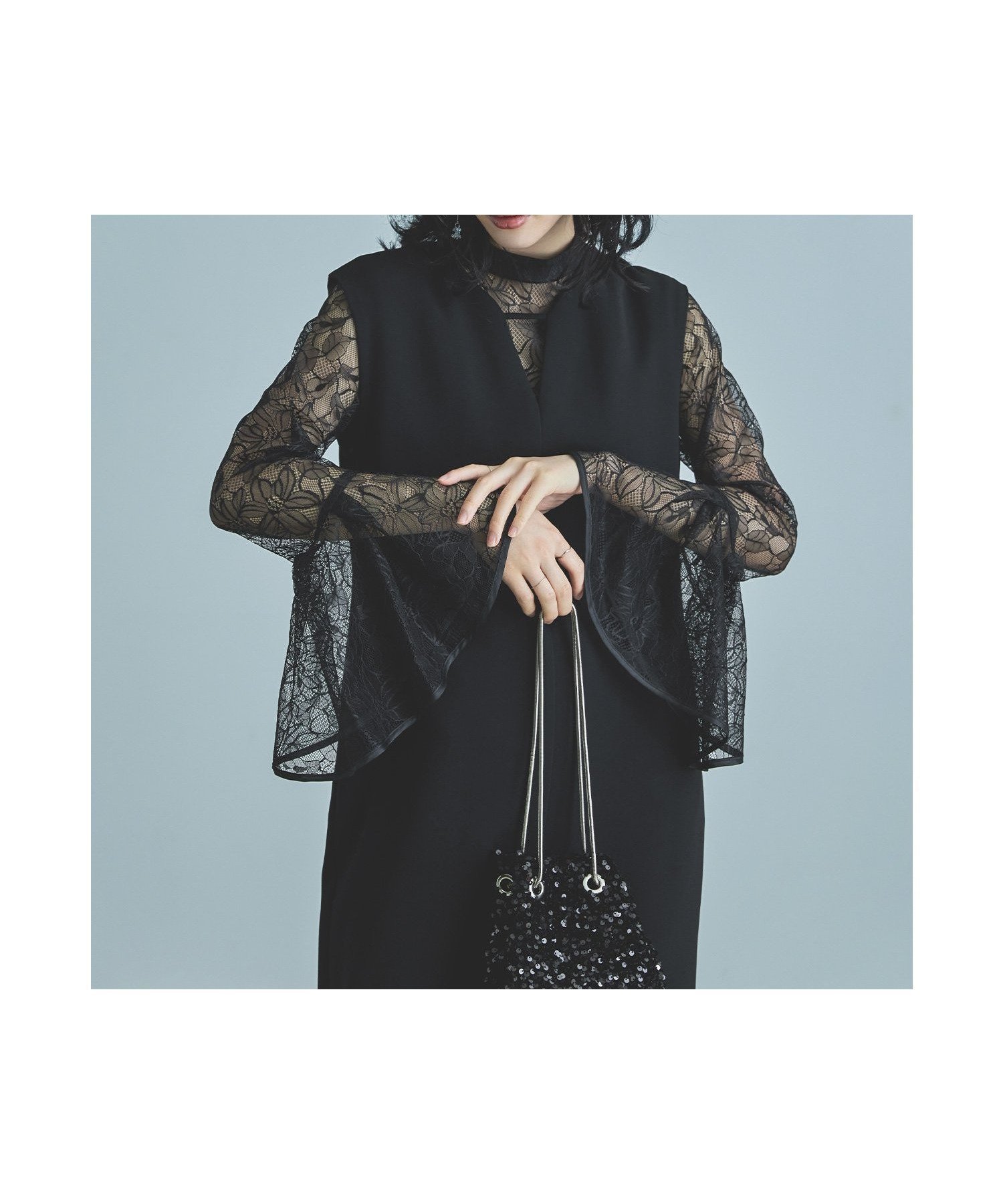 【ビーフラット/bflat】のベルスリーブスリットドレス パーティードレス 結婚式 同窓会 成人式 インテリア・キッズ・メンズ・レディースファッション・服の通販 founy(ファニー) 　ファッション　Fashion　レディースファッション　Fashion for Women　ワンピース　Dresses　フォーマル・パーティードレス・結婚式用ドレス　Elegant & Casual Dresses　シンプル　Simple, Minimal　スリット　Slit, Slit Detail　スリーブ　Sleeve, Long Sleeve / Short Sleeve　ドレス　Dress, One-Piece　フレア　Flare, Flared　フロント　Front, Front Design　ポケット　Pocket, Pocket Detail　レース　Lace, Lace Fabric　おすすめ　Recommended / Our Picks　エレガント 上品　Elegant　結婚式　Wedding　披露宴　Wedding Reception　二次会　After Party　ブラック|ID: prp329100004831020 ipo3291000000035171010