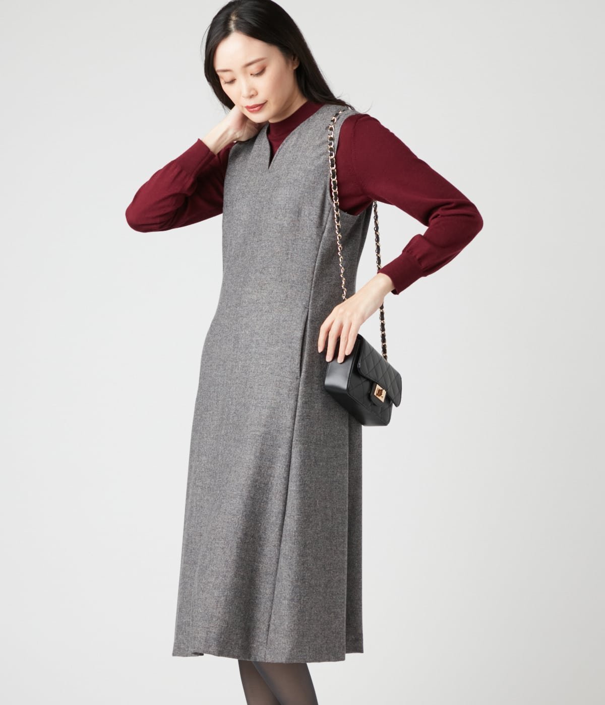 【ニューヨーカー/NEWYORKER】のストレッチホームスパン ジャンパースカート インテリア・キッズ・メンズ・レディースファッション・服の通販 founy(ファニー) 　ファッション　Fashion　レディースファッション　Fashion for Women　スカート　Skirts　オケージョン　Occasion Wear　クラシカル　Classical, Vintage-Inspired　シェイプ　Shape, Slim Fit　ストレッチ　Stretch, Stretchy Fabric　セットアップ　Set-Up, Coordinated Outfit　バランス　Balance, Style Balance　フレア　Flare, Flared　ベーシック　Basic, Essential　ポケット　Pocket, Pocket Detail　A/W・秋冬　Autumn/Winter　エレガント 上品　Elegant　ビジネス 仕事 通勤　Business / Work / Commuting　グレー|ID: prp329100004831021 ipo3291000000035171023