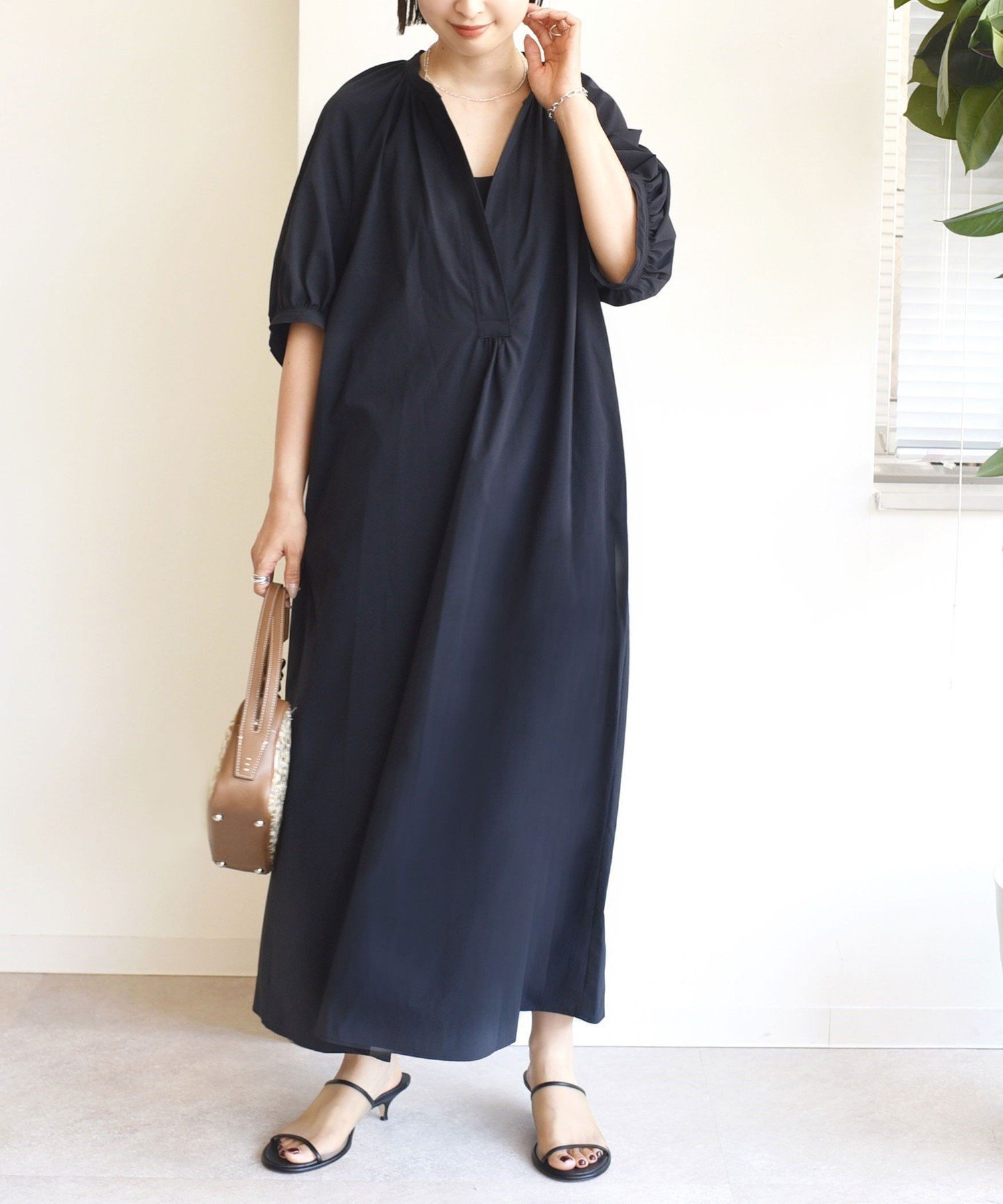 【シップス フォー ウィメン/SHIPS】の手洗い可能 RENU ソフト タイプライター ギャザー ワンピース インテリア・キッズ・メンズ・レディースファッション・服の通販 founy(ファニー) 　ファッション　Fashion　レディースファッション　Fashion for Women　ワンピース　Dresses　ギャザー　Gathered, Ruffled　タイプライター　Typewriter Fabric, Crisp Cotton　ブラック|ID: prp329100004831038 ipo3291000000035171343